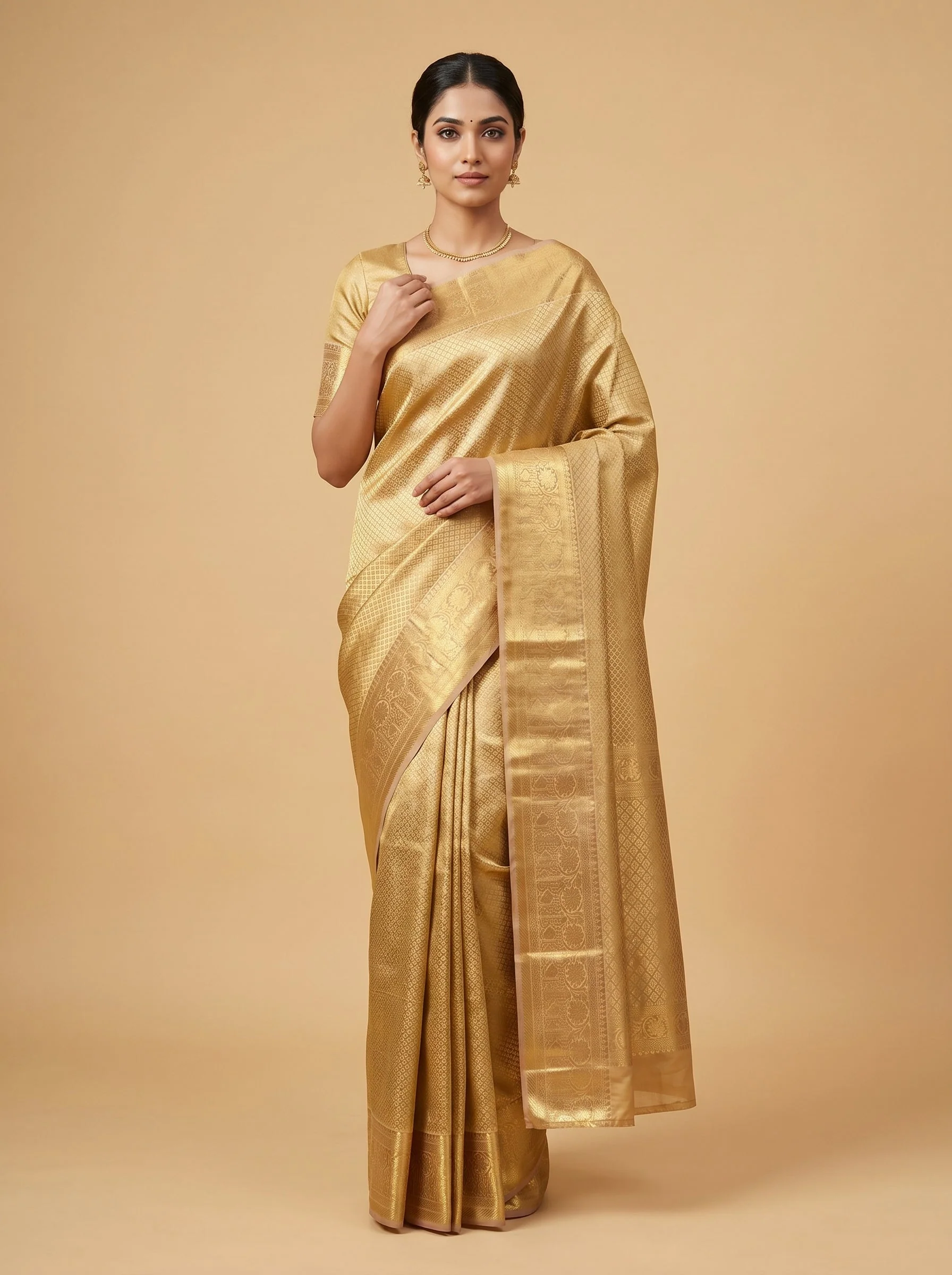 Light Gold Subtle Handloom Saree