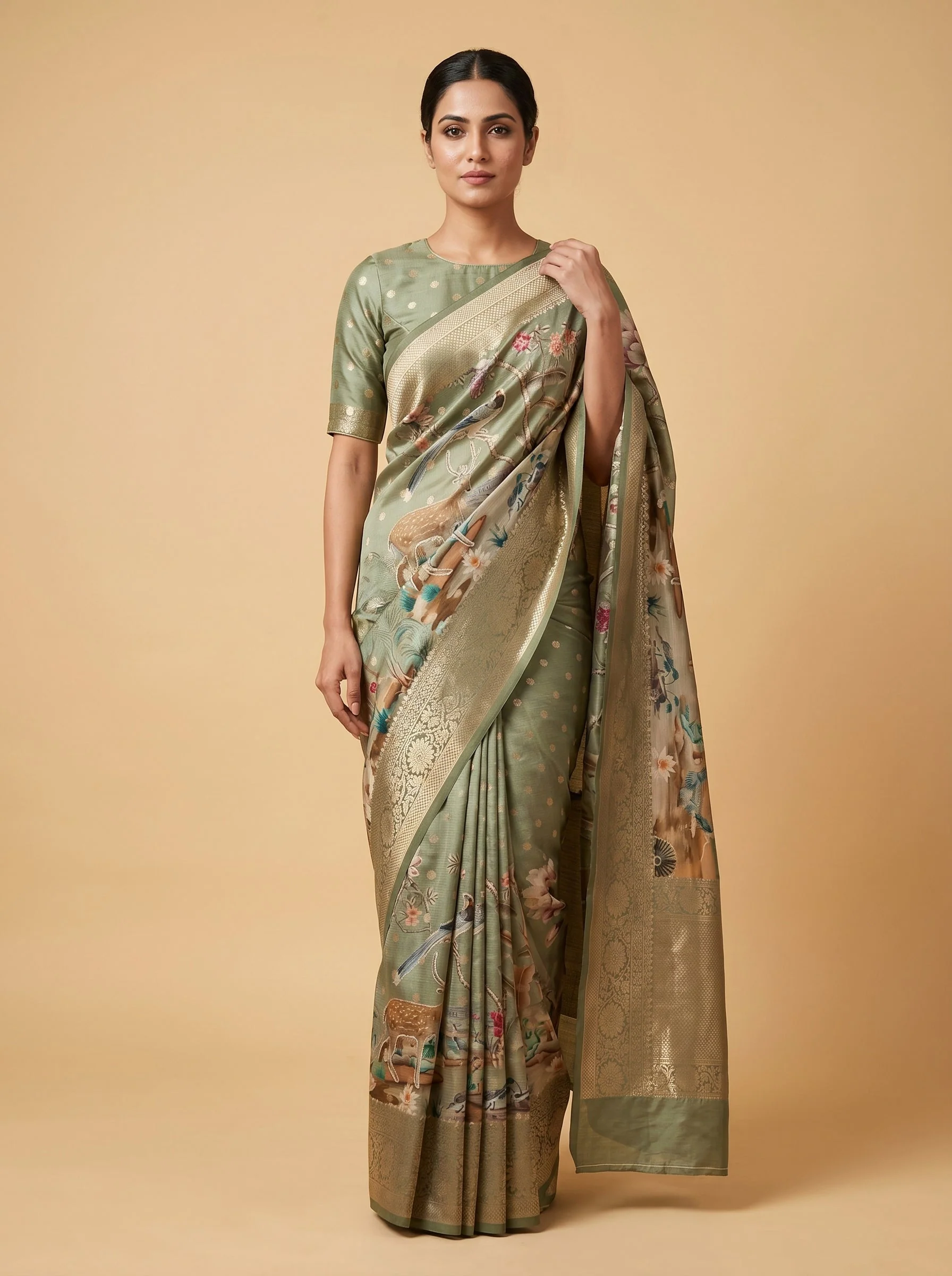 Light Green Breezy Print Saree