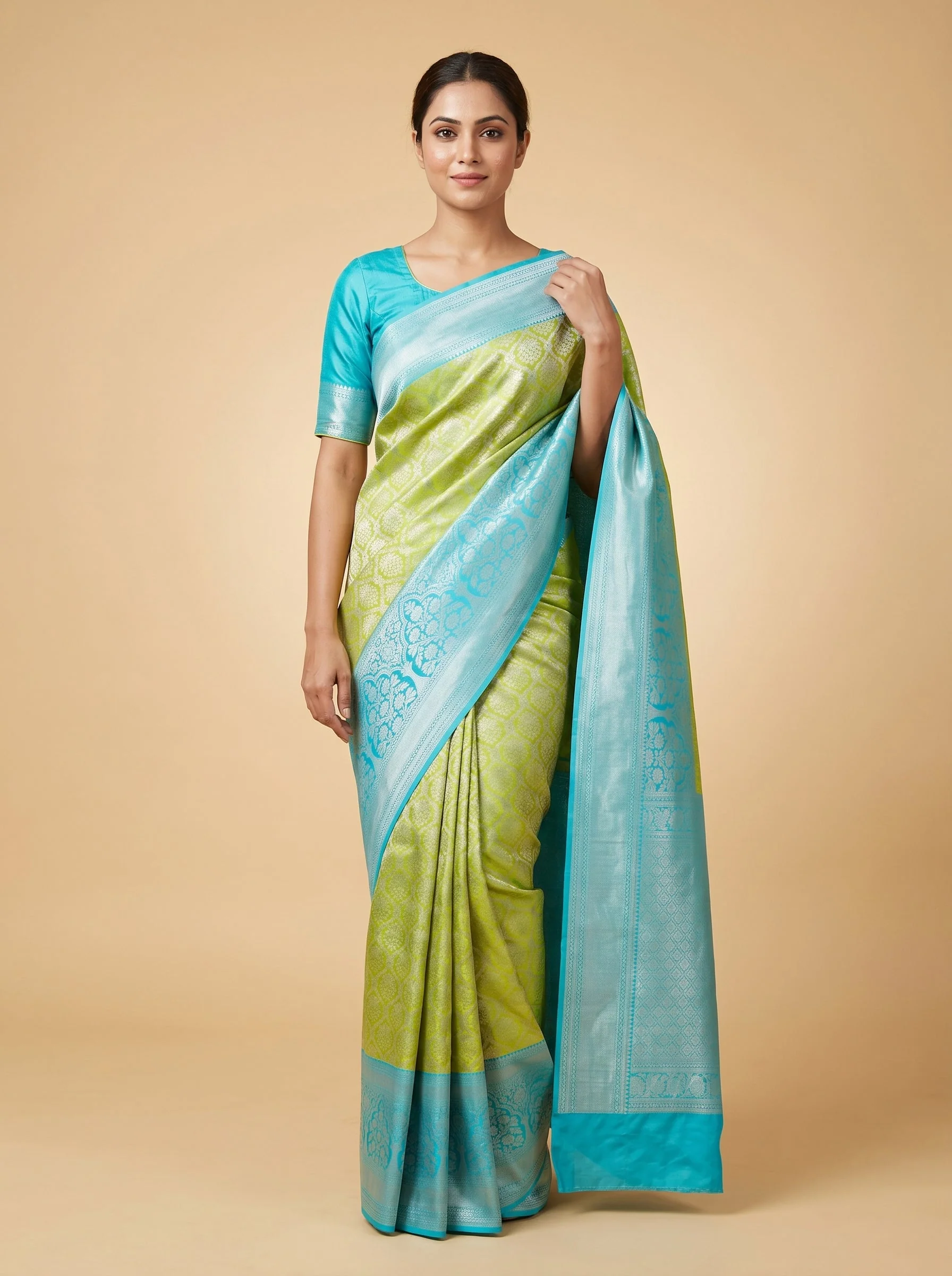 Light Green Fresh Flow Handloom Saree