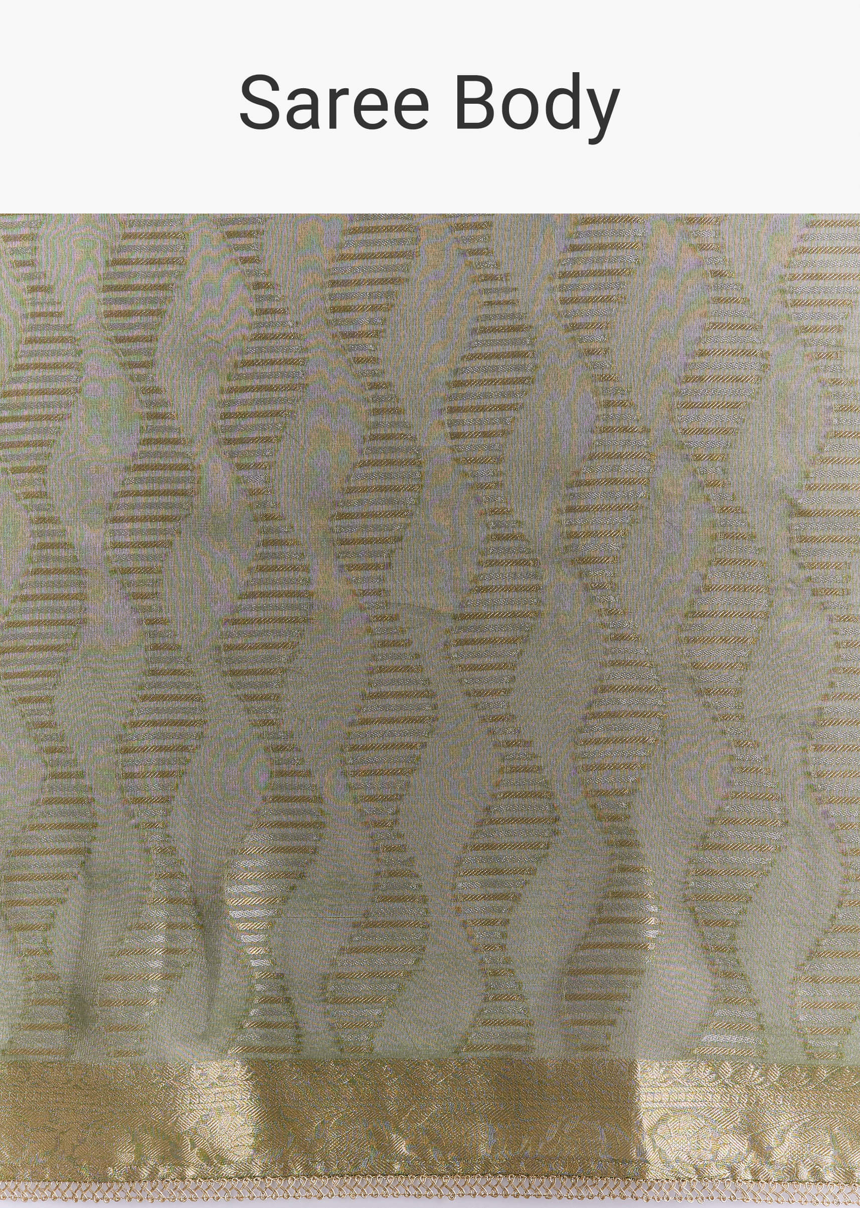 Light Green Tissue Saree With Subtle Weave And Zari Border - Image 9