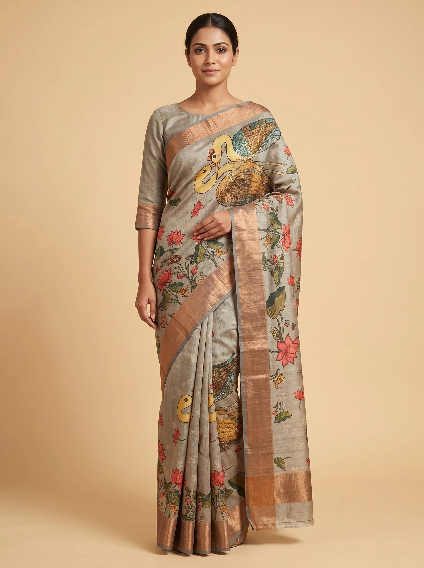 Light Grey Modern Handloom Saree