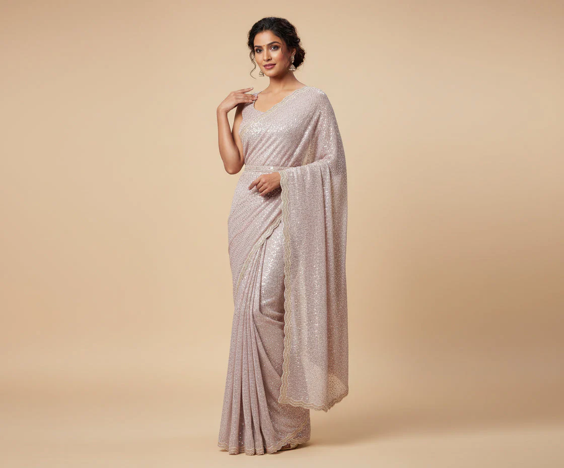 Light Lavender Breezy Embroidered Saree