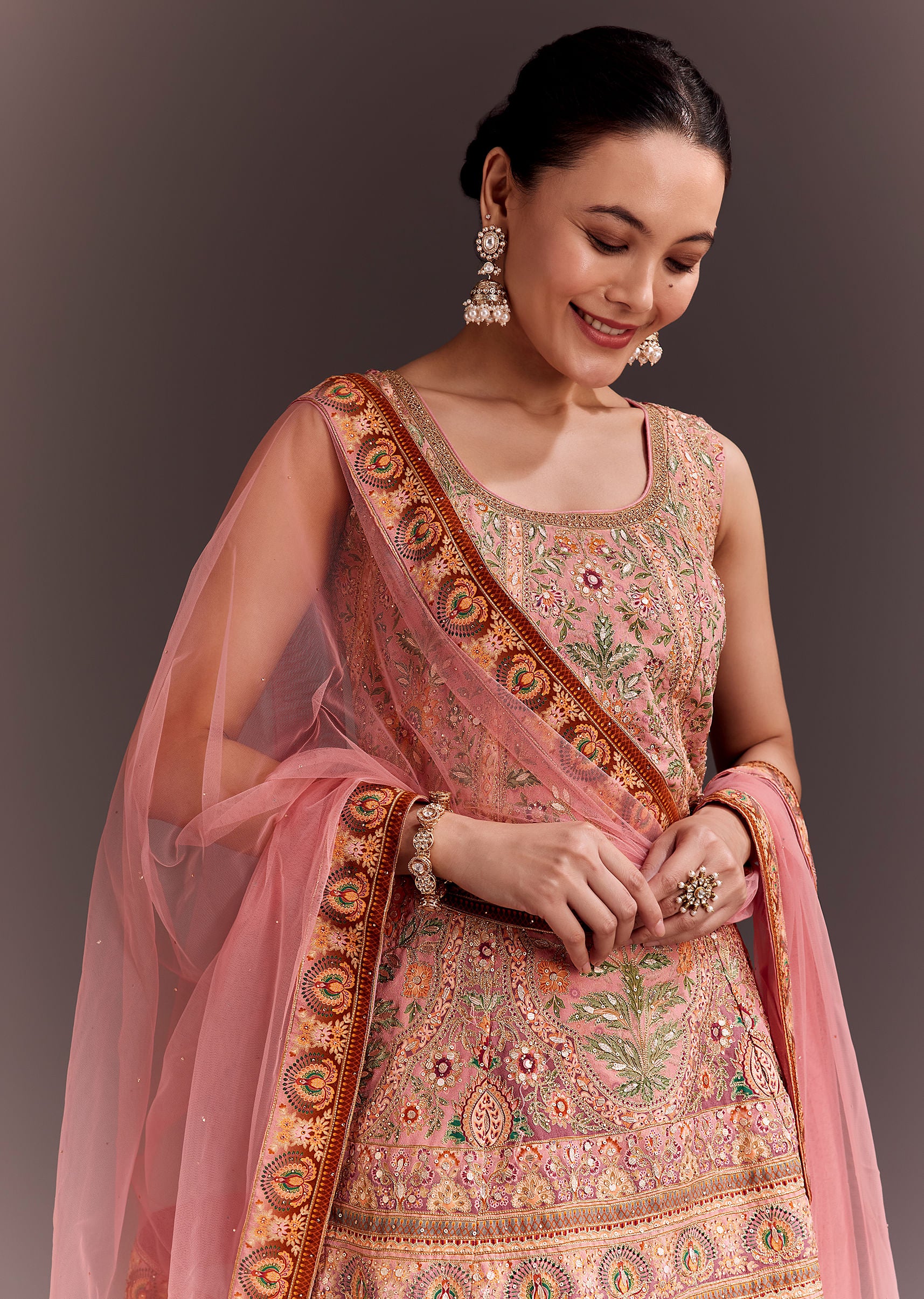 Light Pink Embroidered Palazzo Set - Image 2