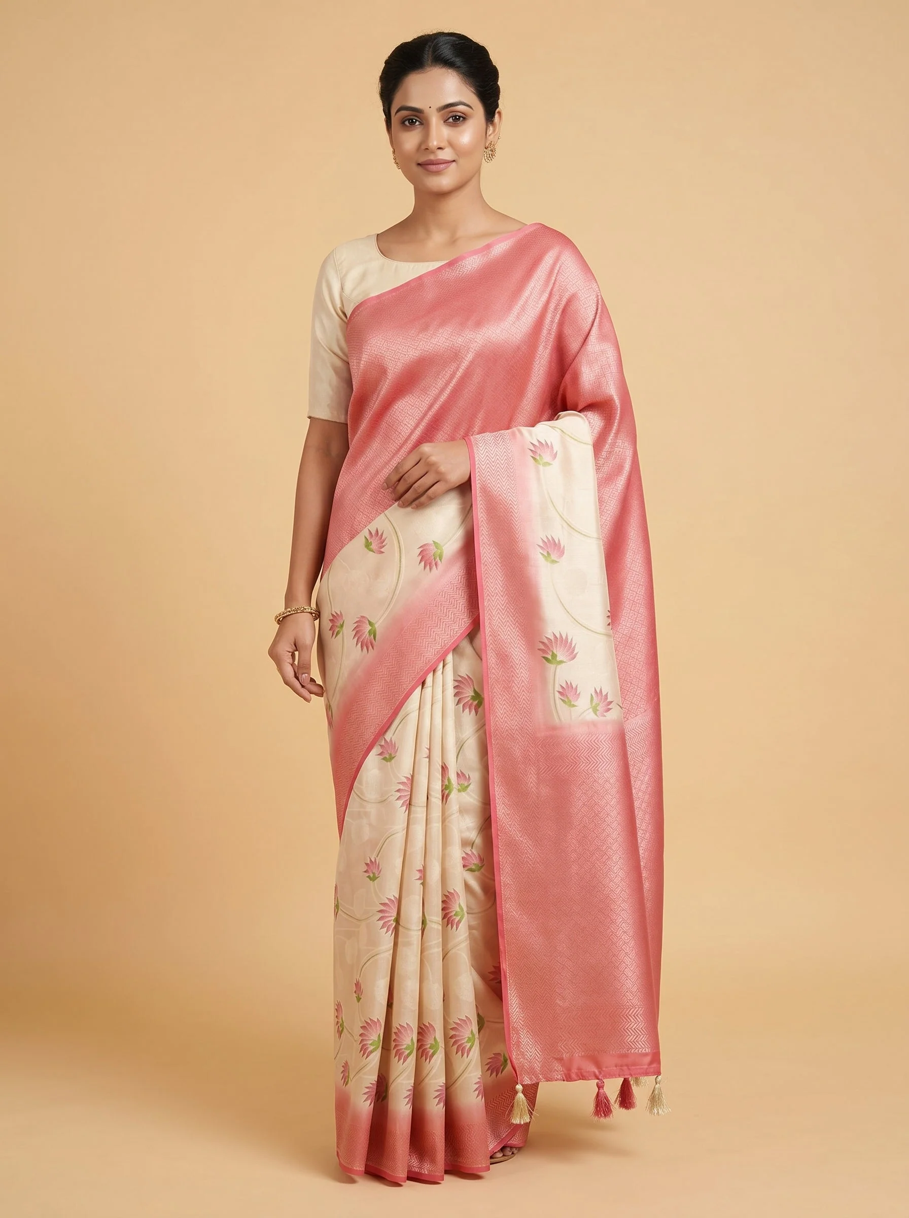 Light Pink Soft Printed Saree