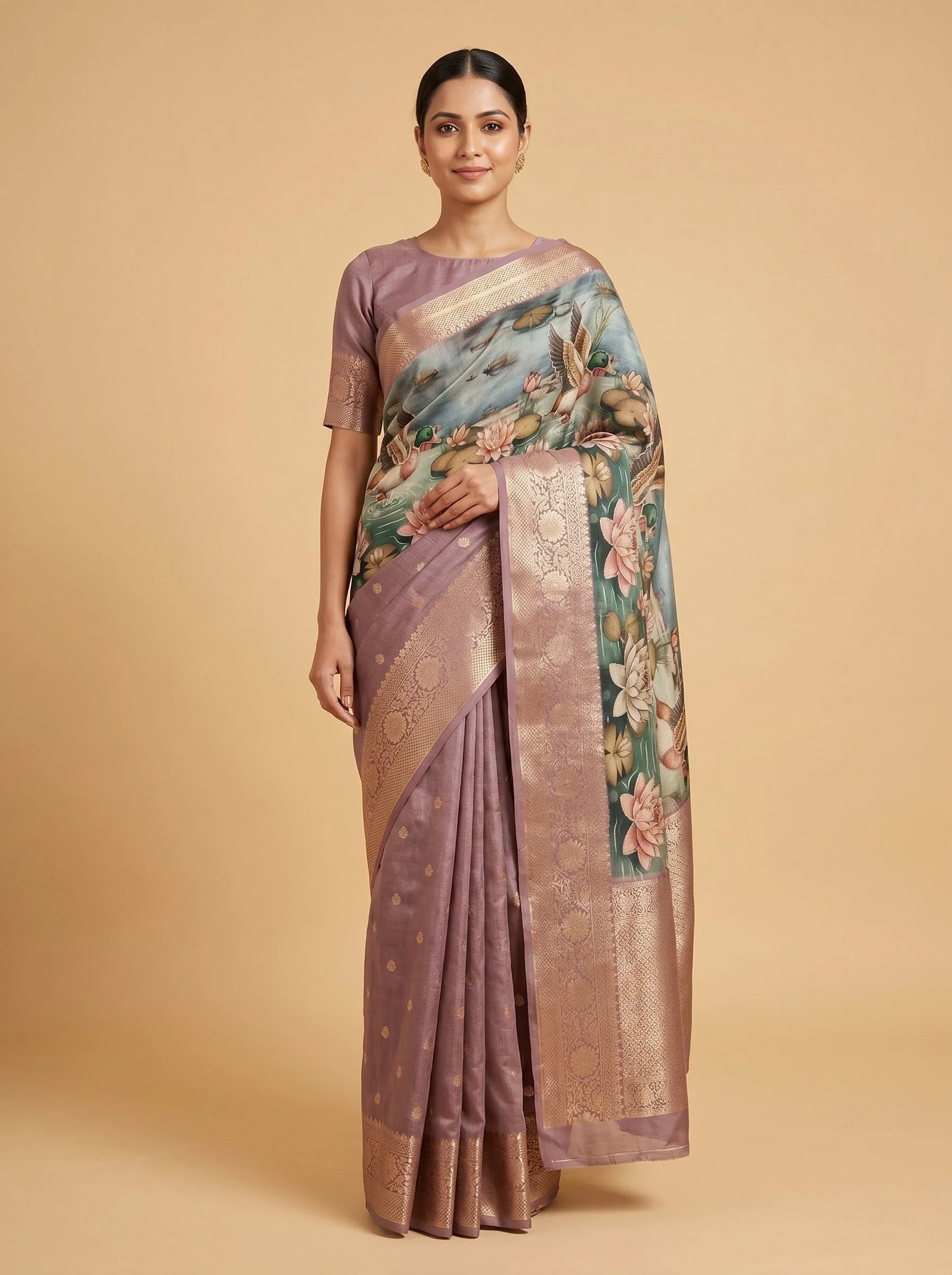 Light Purple Soft Print Saree