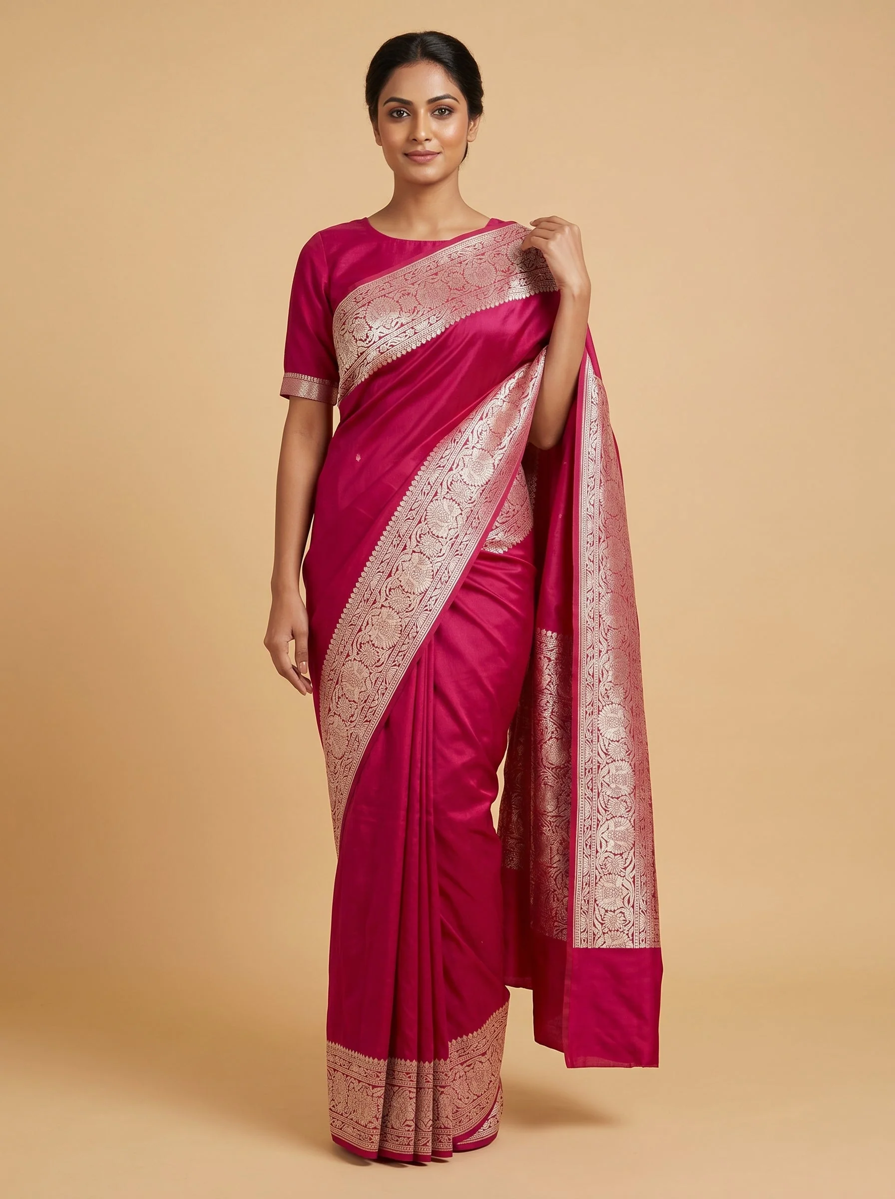 Light Rani Subtle Radiance Handloom Saree