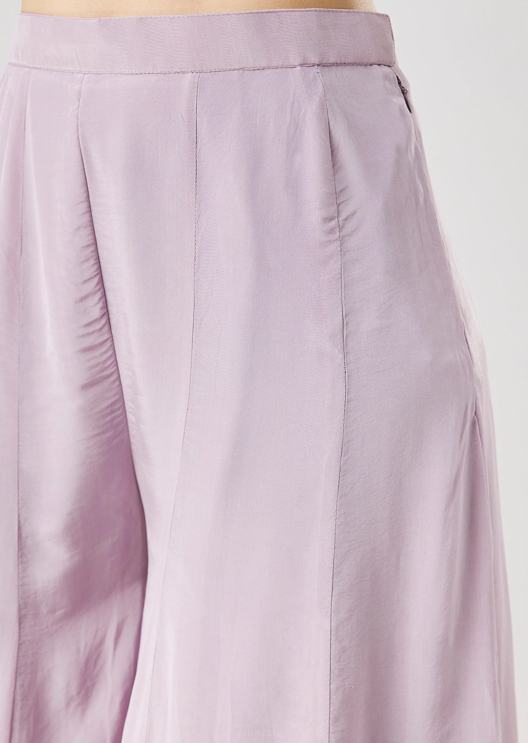 Lilac Embroidered Peplum Palazzo Set With Dupatta - Image 6