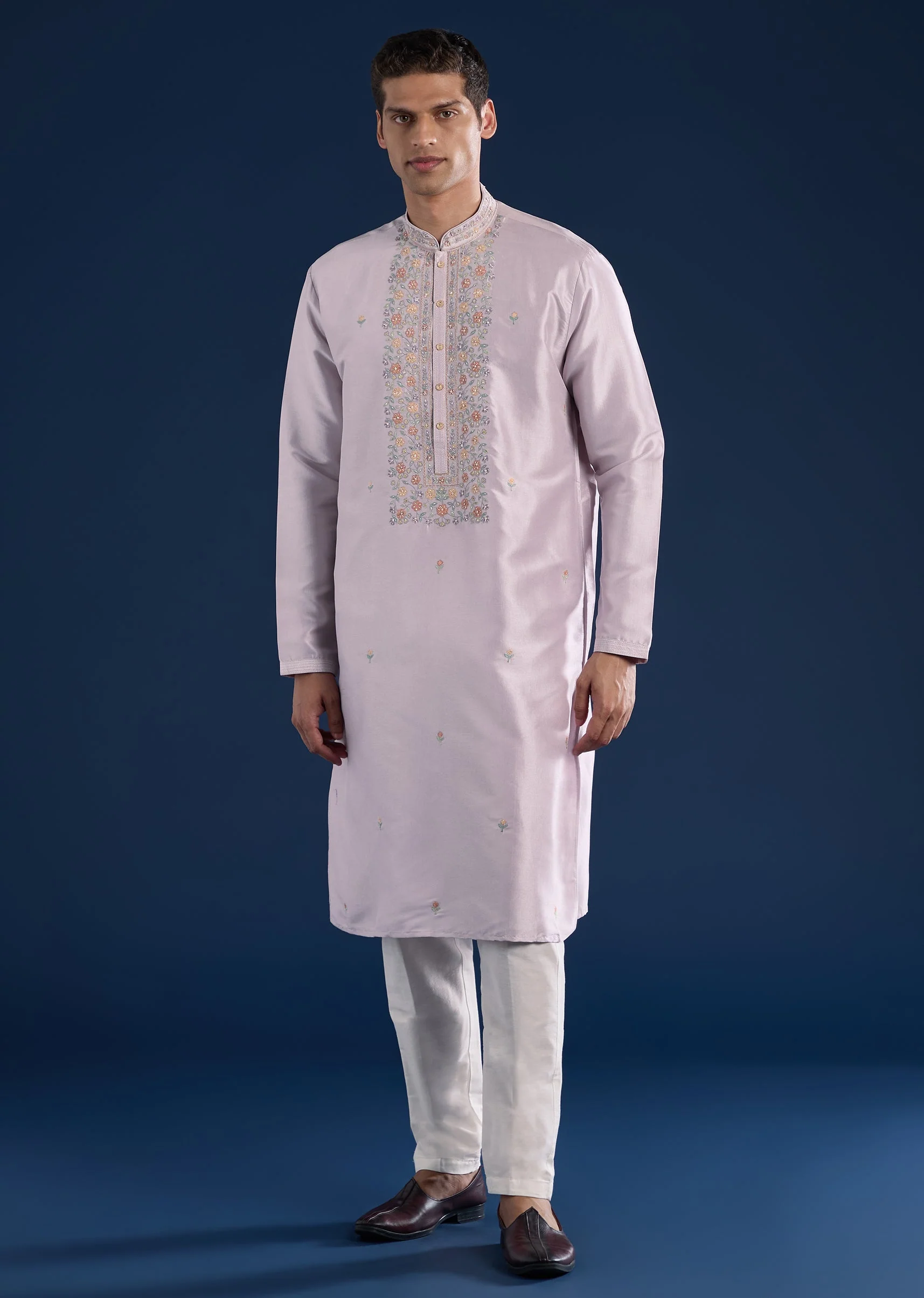 Lilac Motif Kurta Set - Image 2
