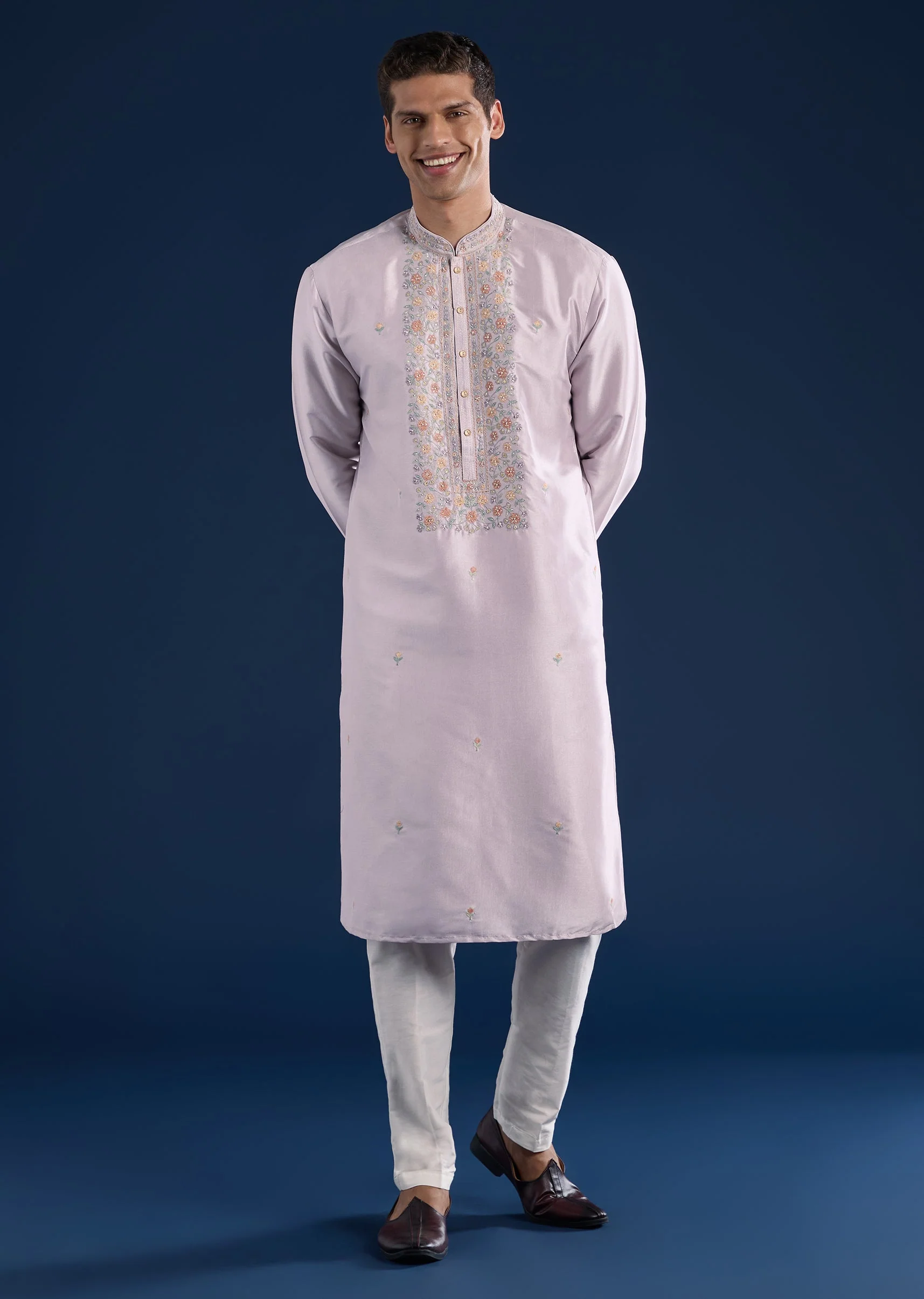 Lilac Motif Kurta Set - Image 4