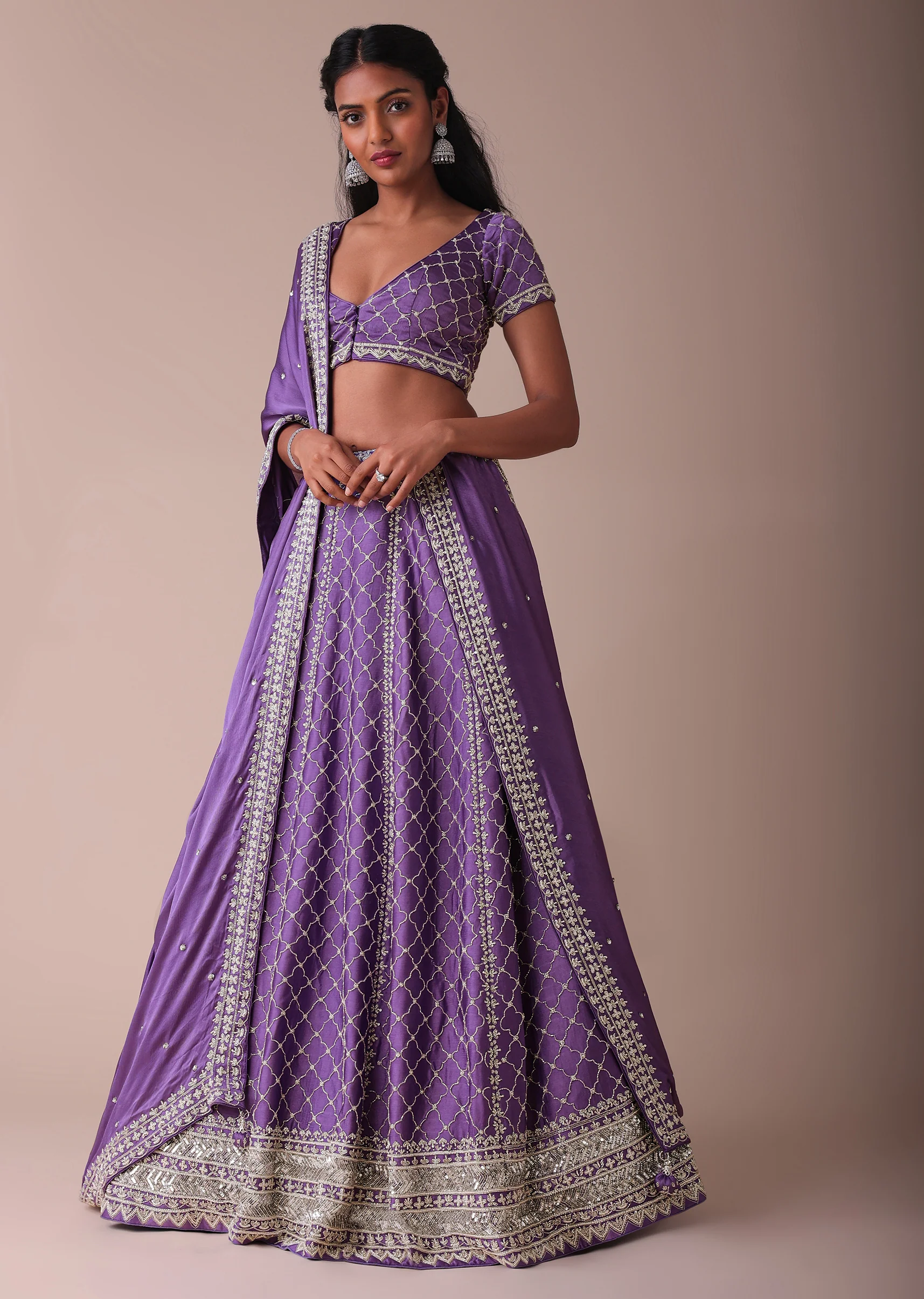 Lilac Purple Lehenga With Handwork Embroidery - Image 2