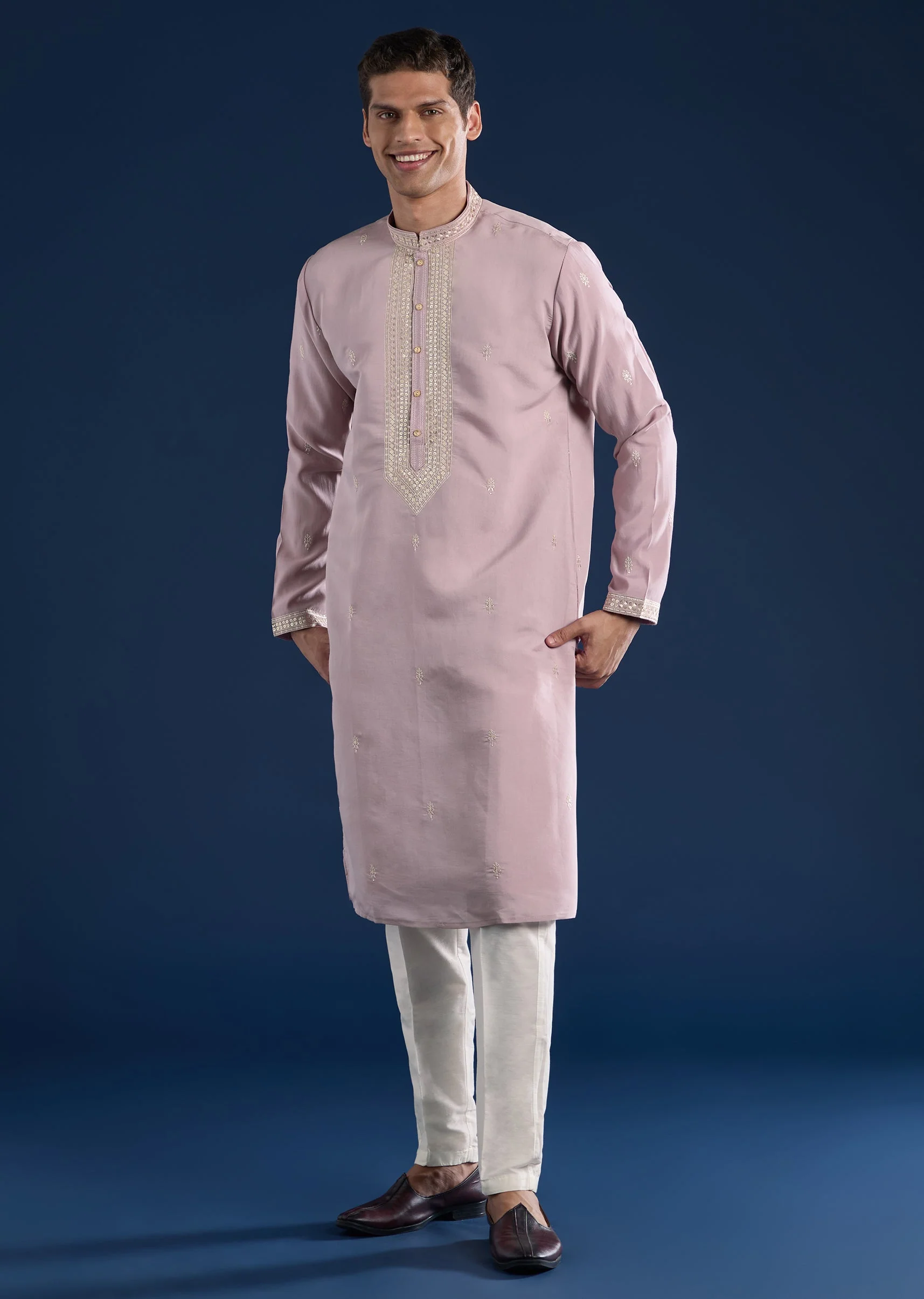 Lilac Sequin Detail Kurta Set - Image 2