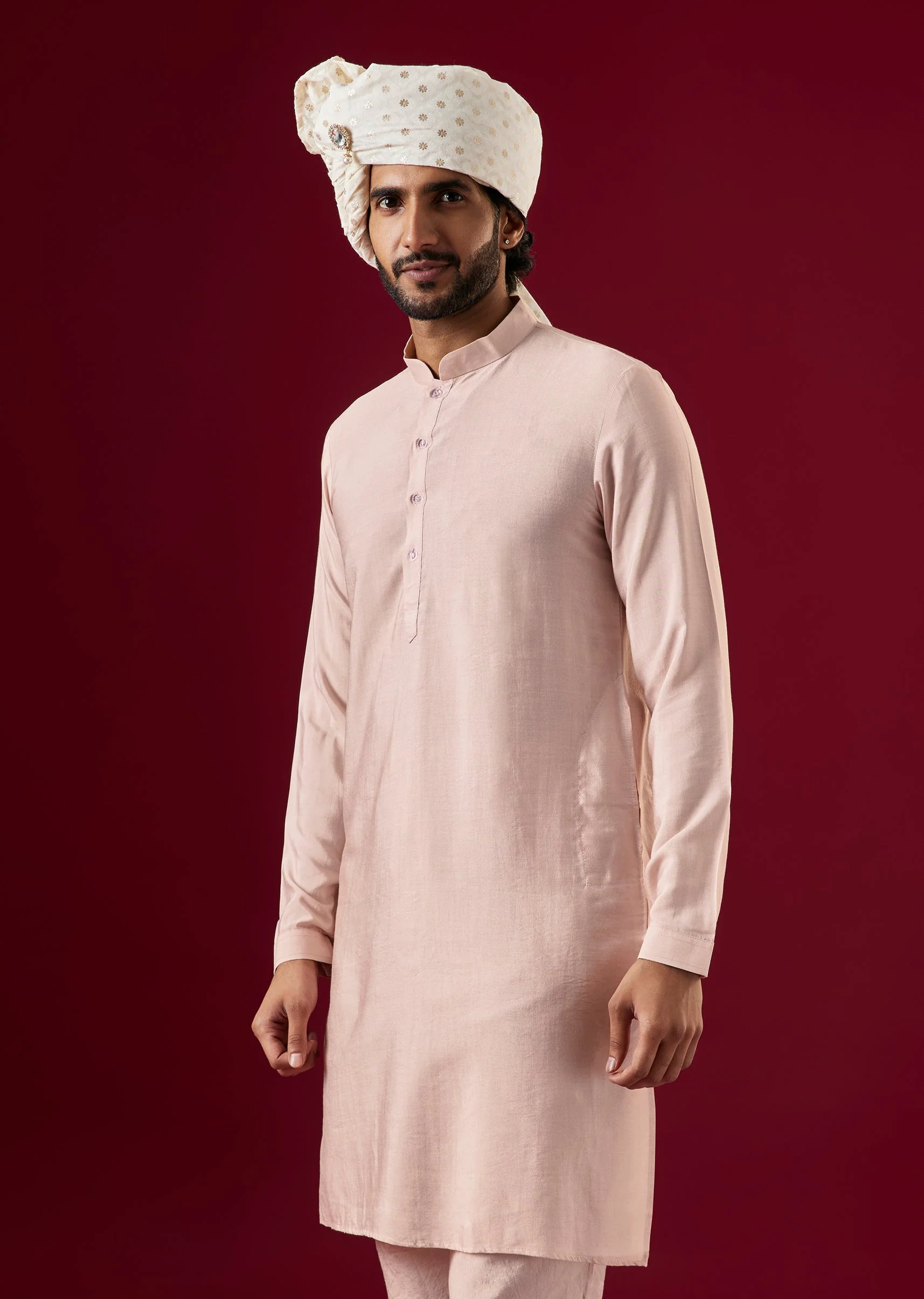 Lilac Silk Sherwani Set With Zari Work - Image 7