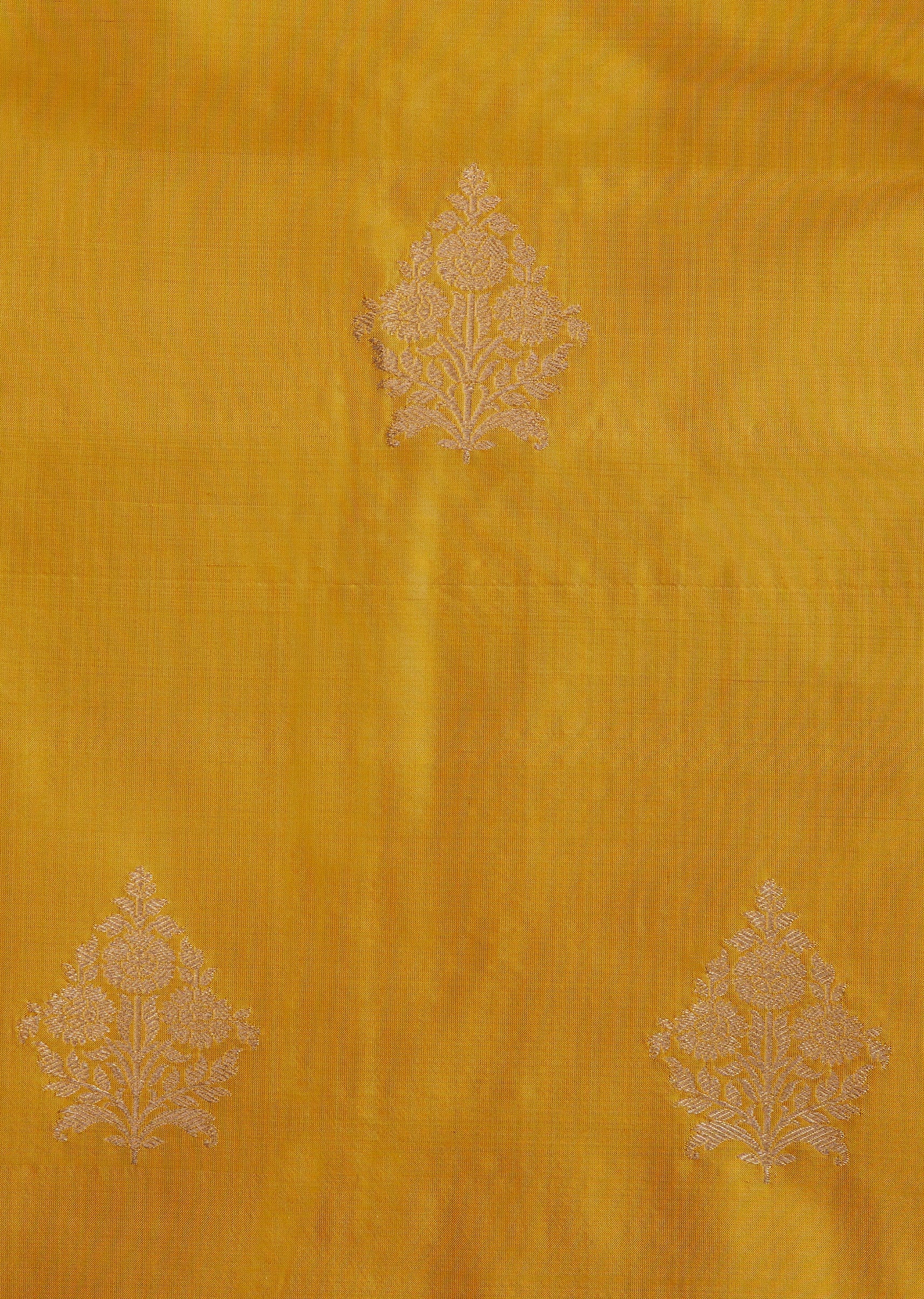 Lime Green Banarasi Silk Unstitched Suit Set - Image 2