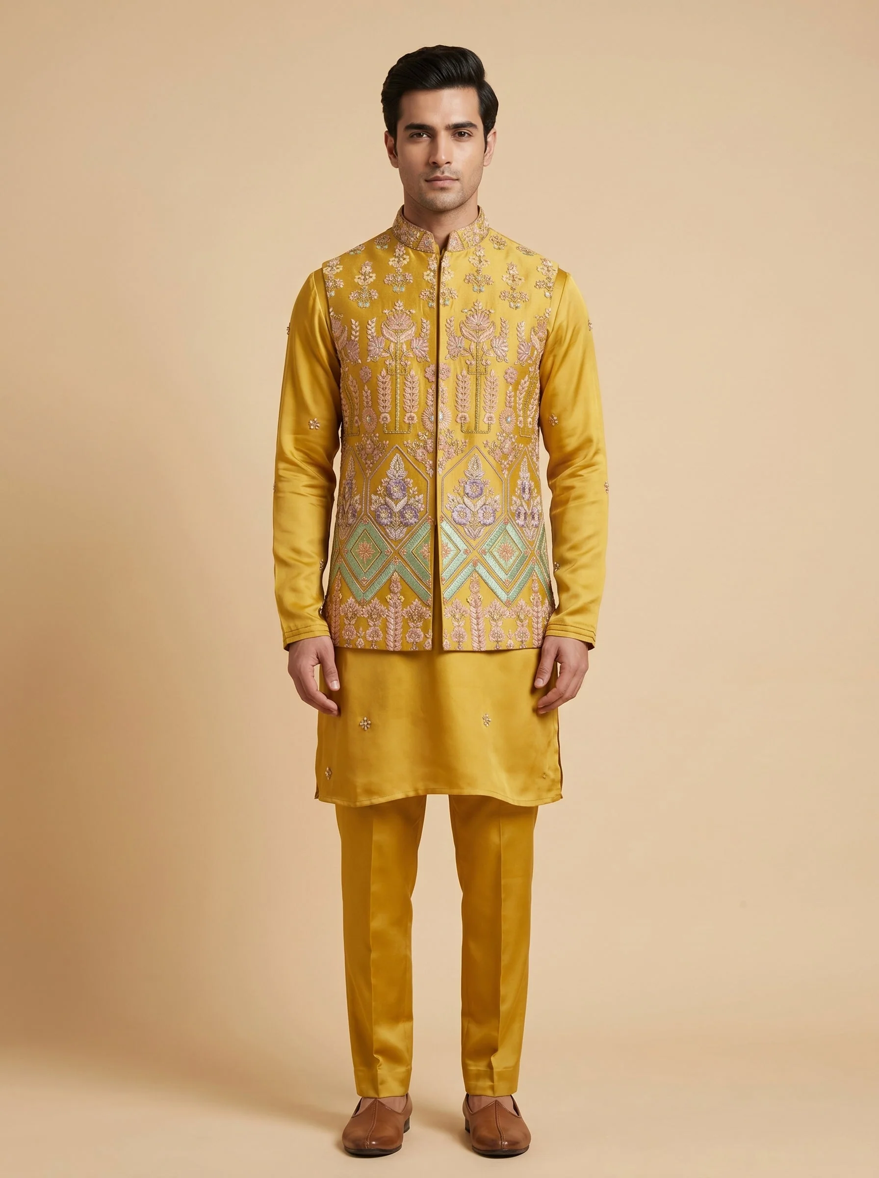 Lime Green Contemporary Jacket Kurta Set