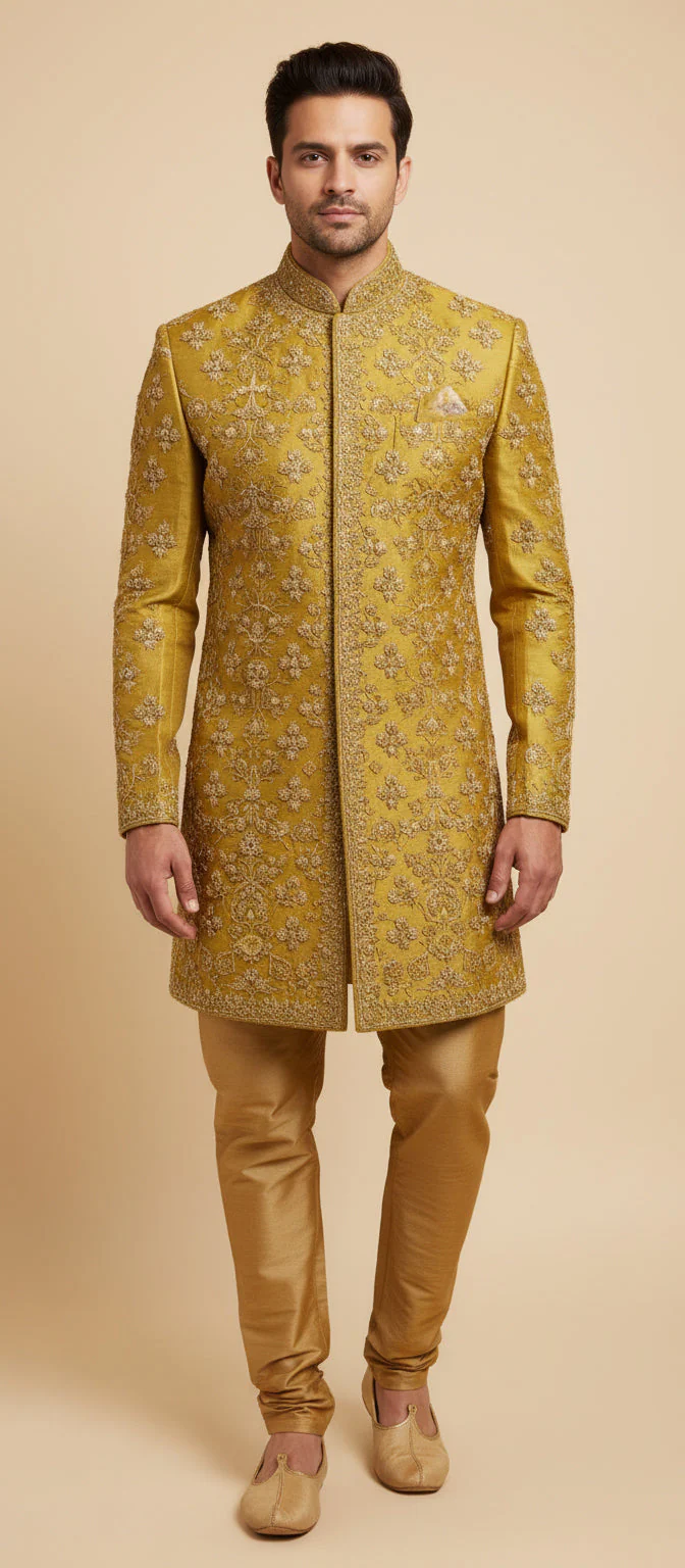 Lime Green Indo Western Set - Image 2