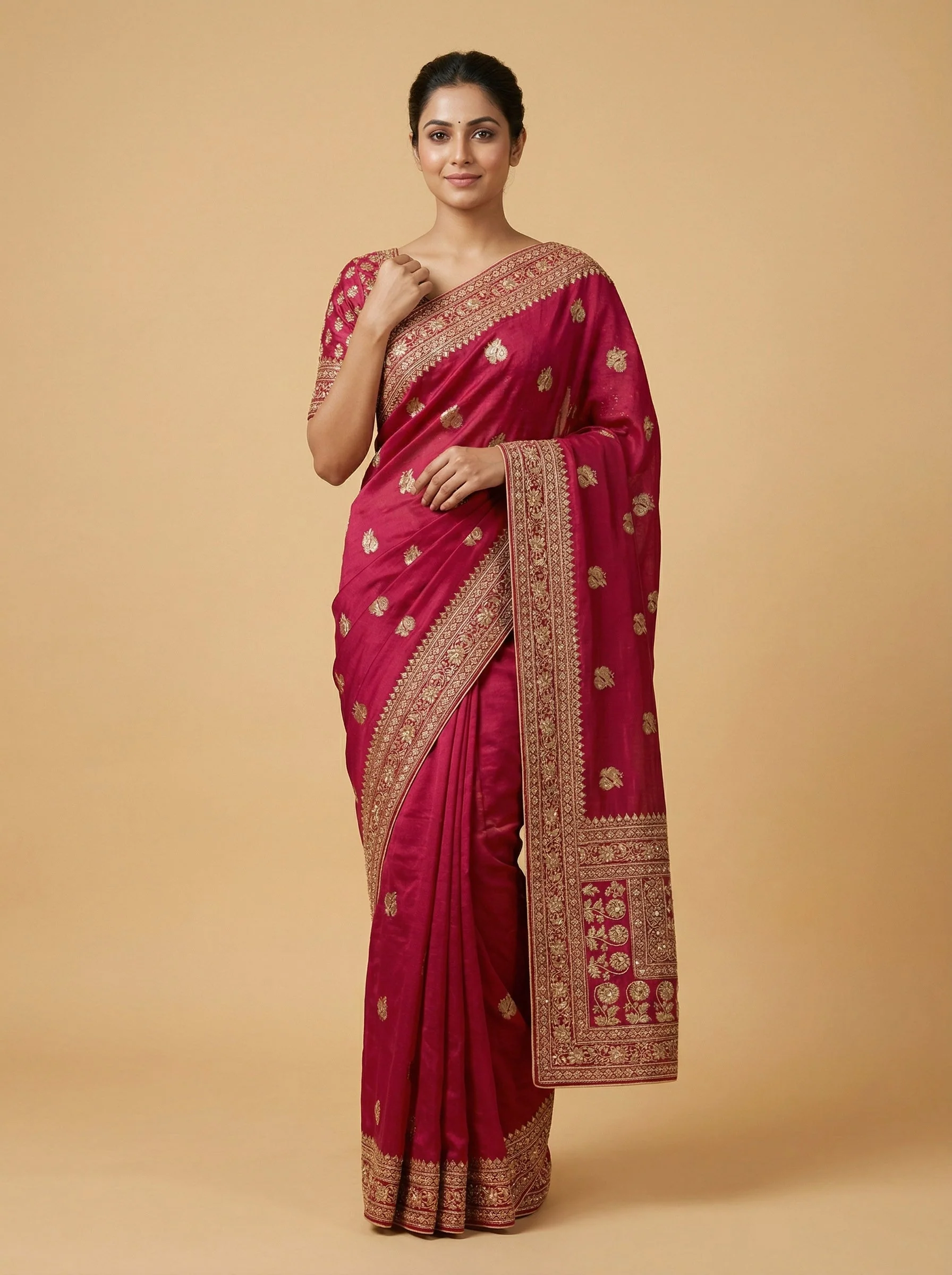 Lotus Rani Embroidered Saree