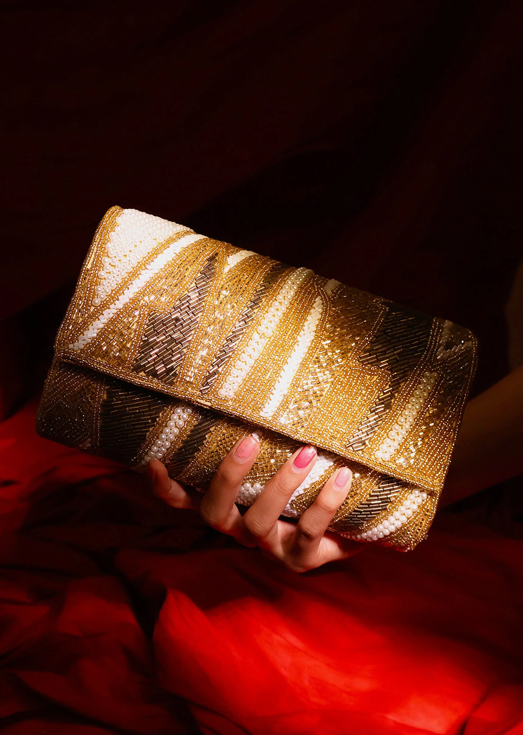 Luxurious Gold Embellished Clutch