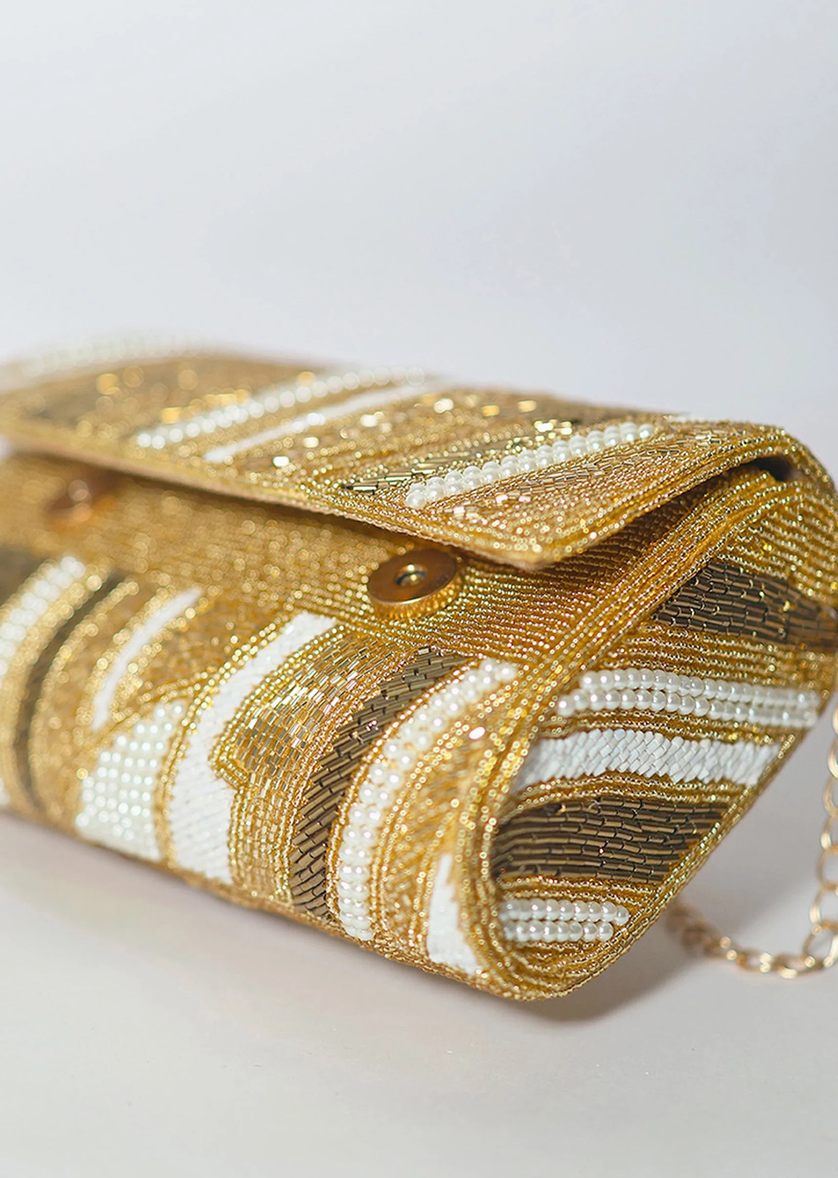 Luxurious Gold Embellished Clutch - Image 3