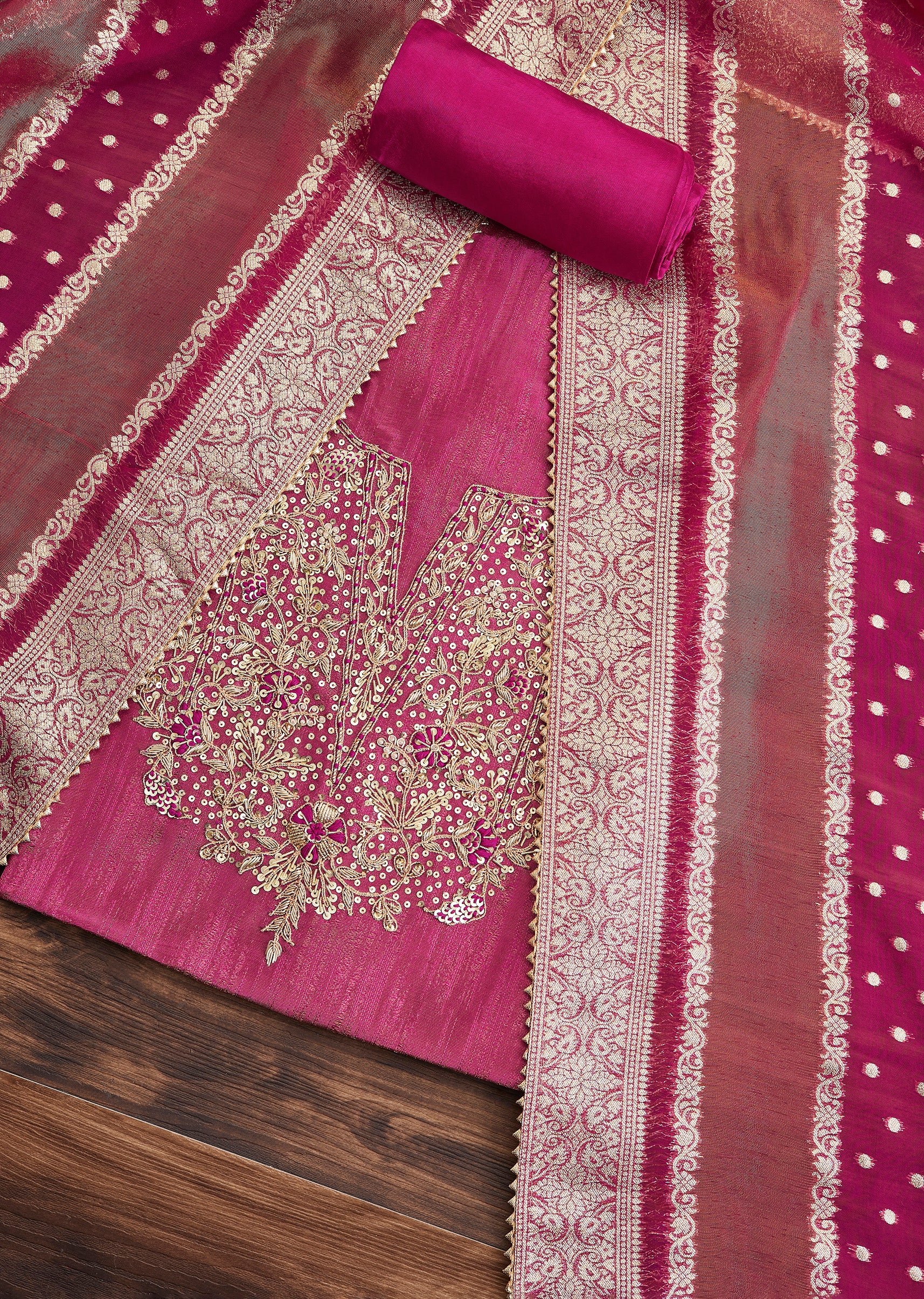 Magenta Chanderi Suit