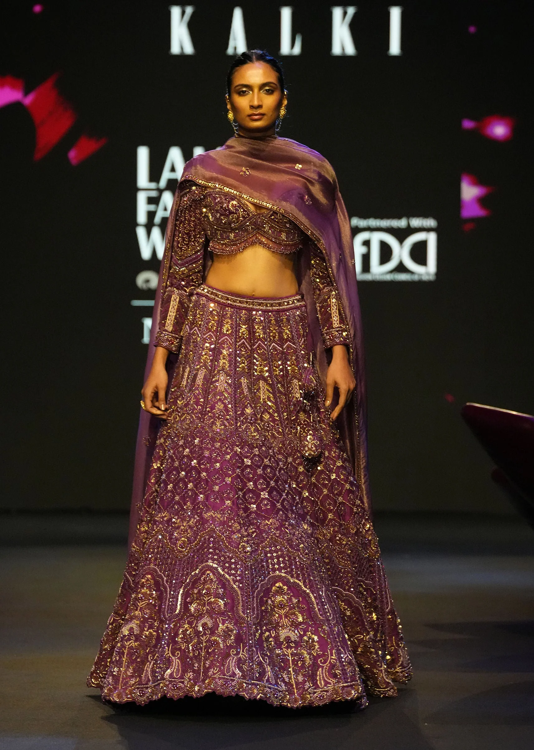 Magenta Embroidered Bridal Lehenga With Full Sleeves Blouse And Dupatta - Image 7