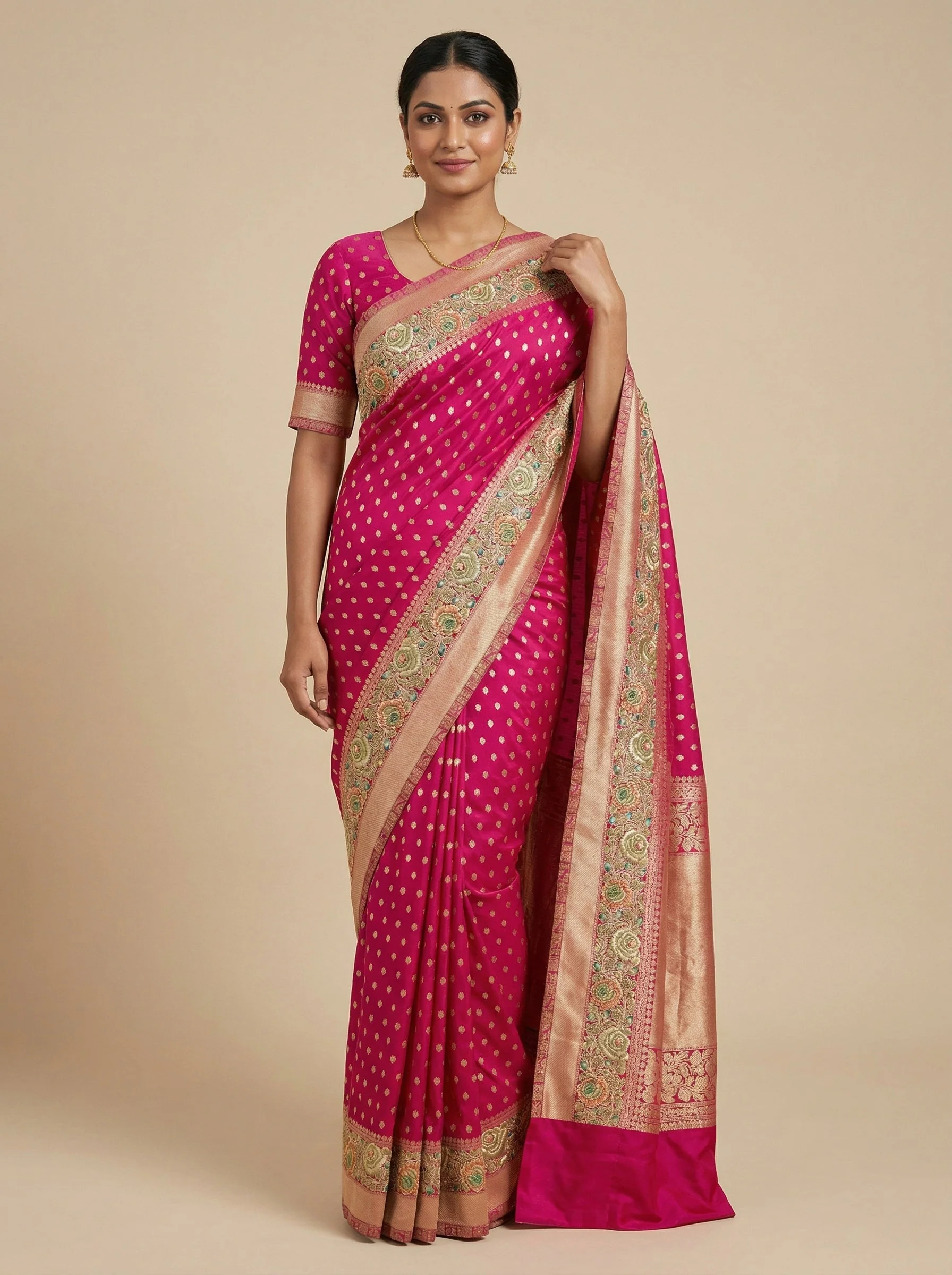Magenta Energetic Embroidered Saree