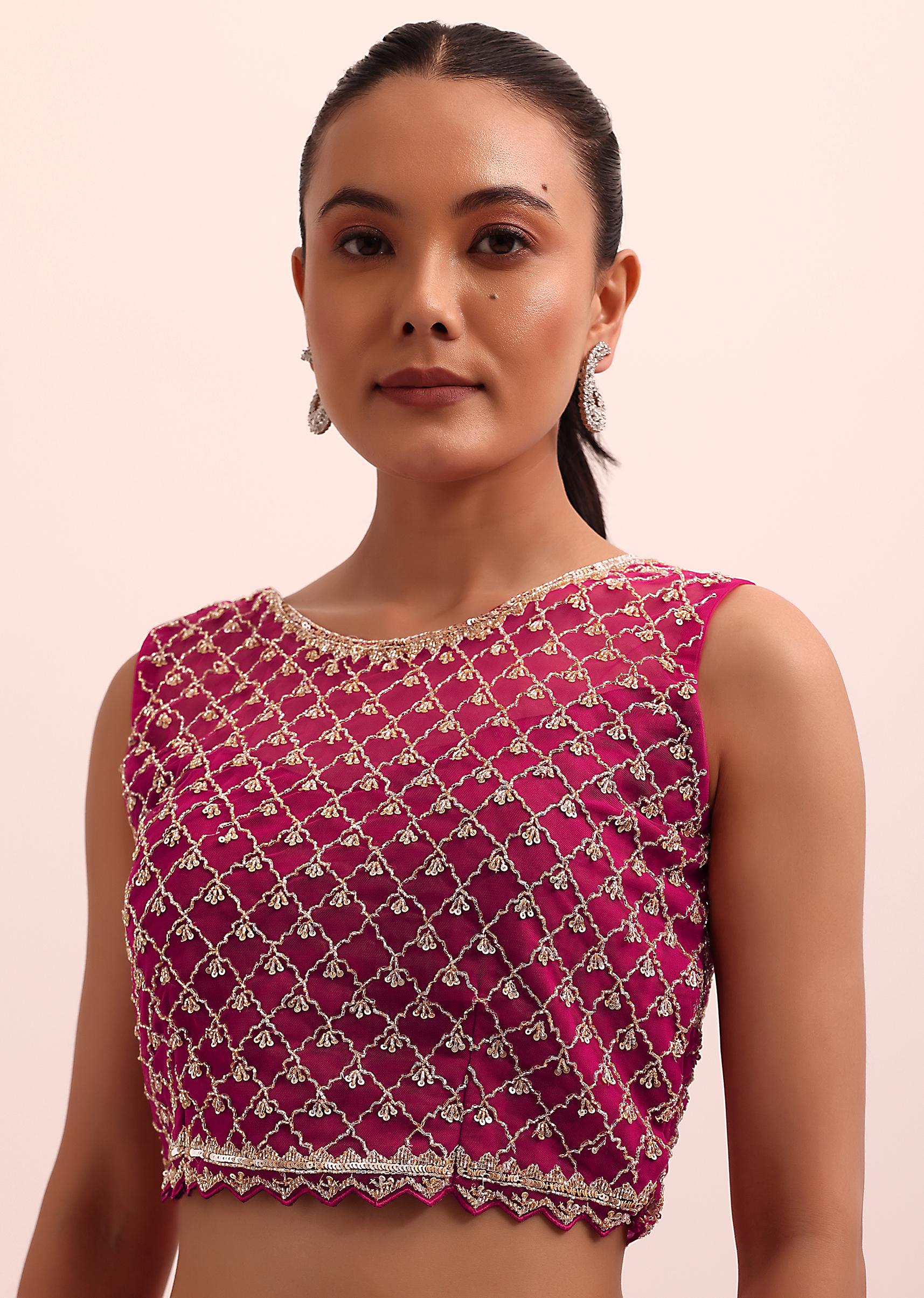 Red Pre Drape Frill Saree With Belt And A Stitched Blouse - Image 7