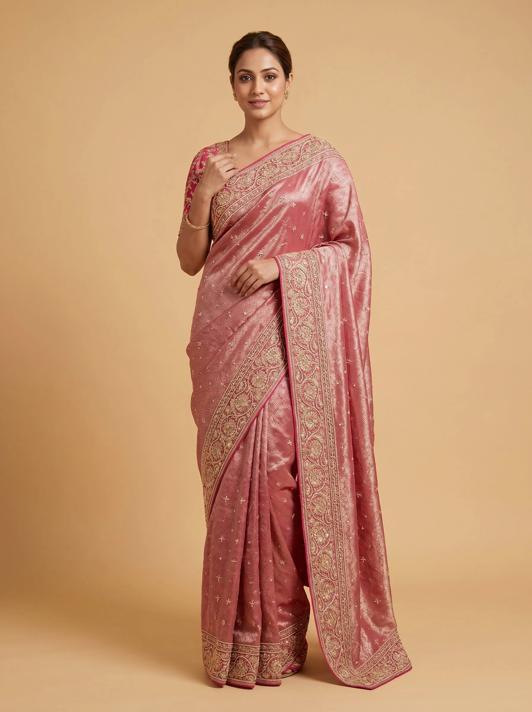 Magenta Vibrant Embroidery Saree