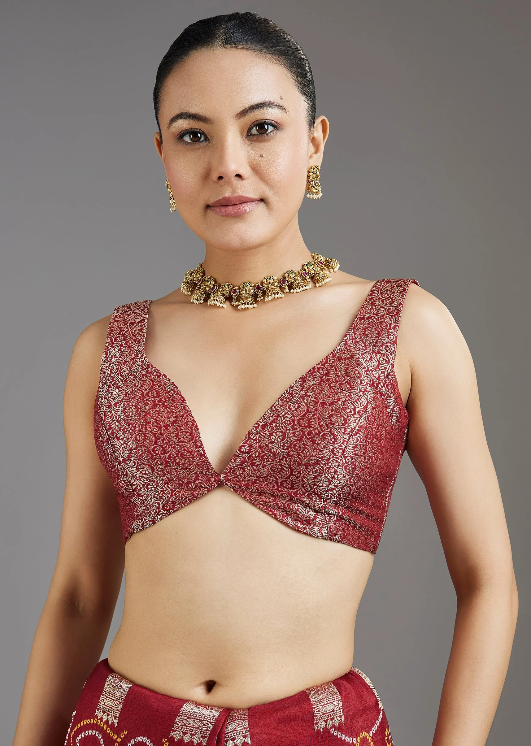 Maroon Dola Silk Saree - Image 7