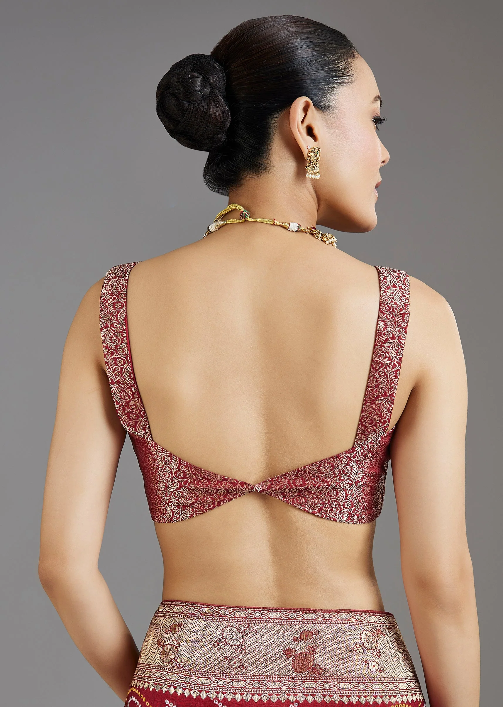Maroon Dola Silk Saree - Image 8