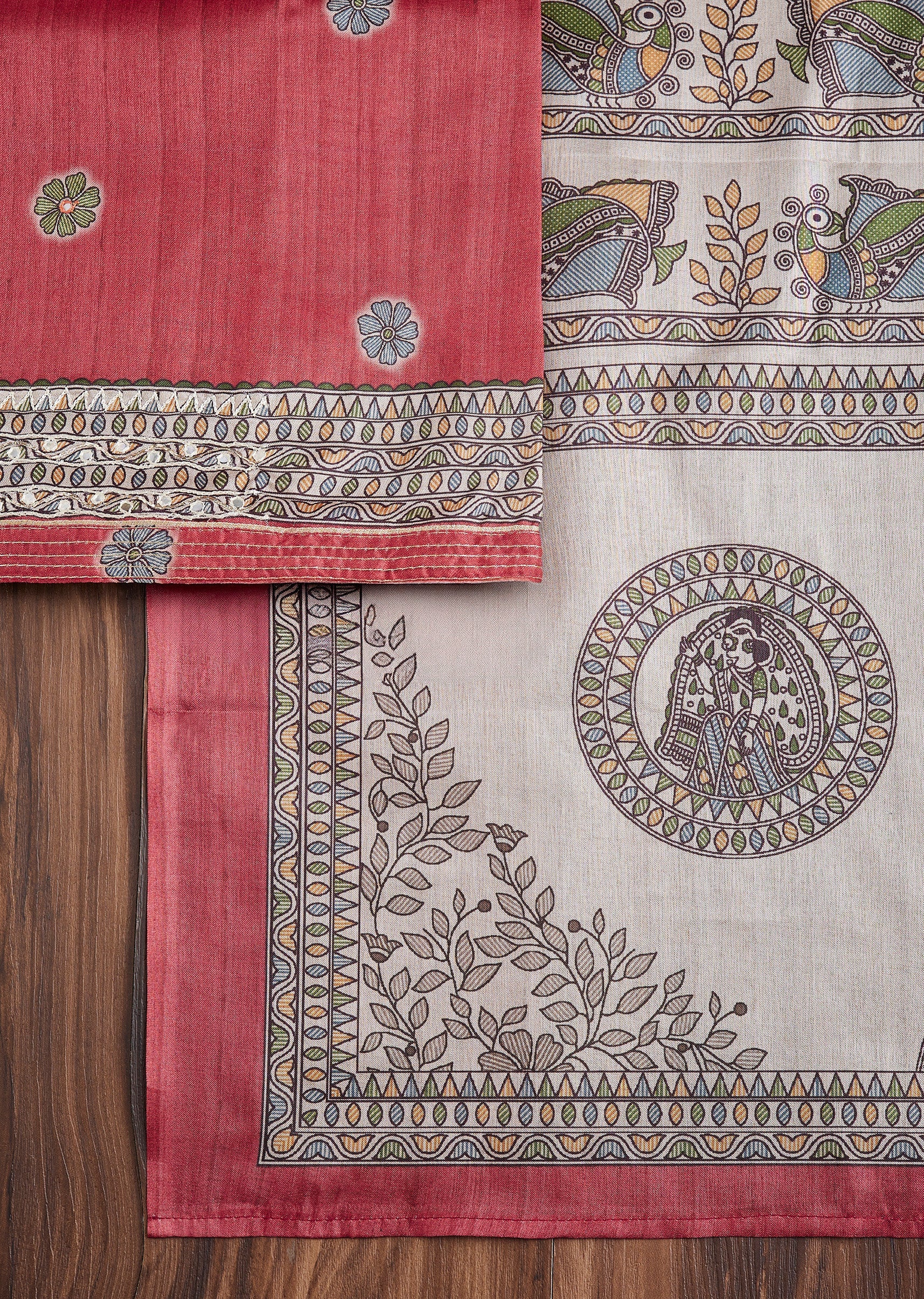 Maroon Dola Silk Suit Set - Image 3