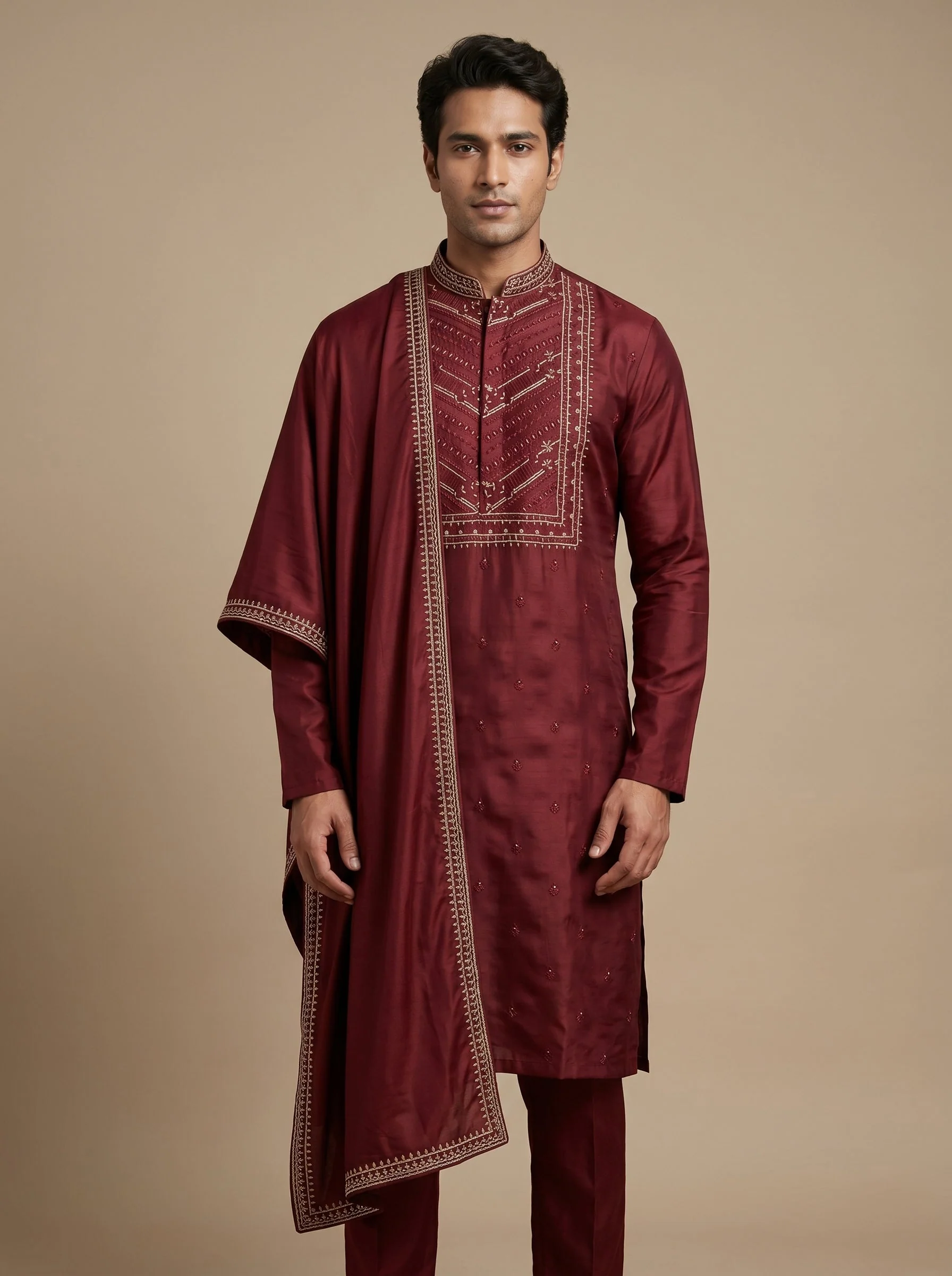 Maroon Festive Kurta Set