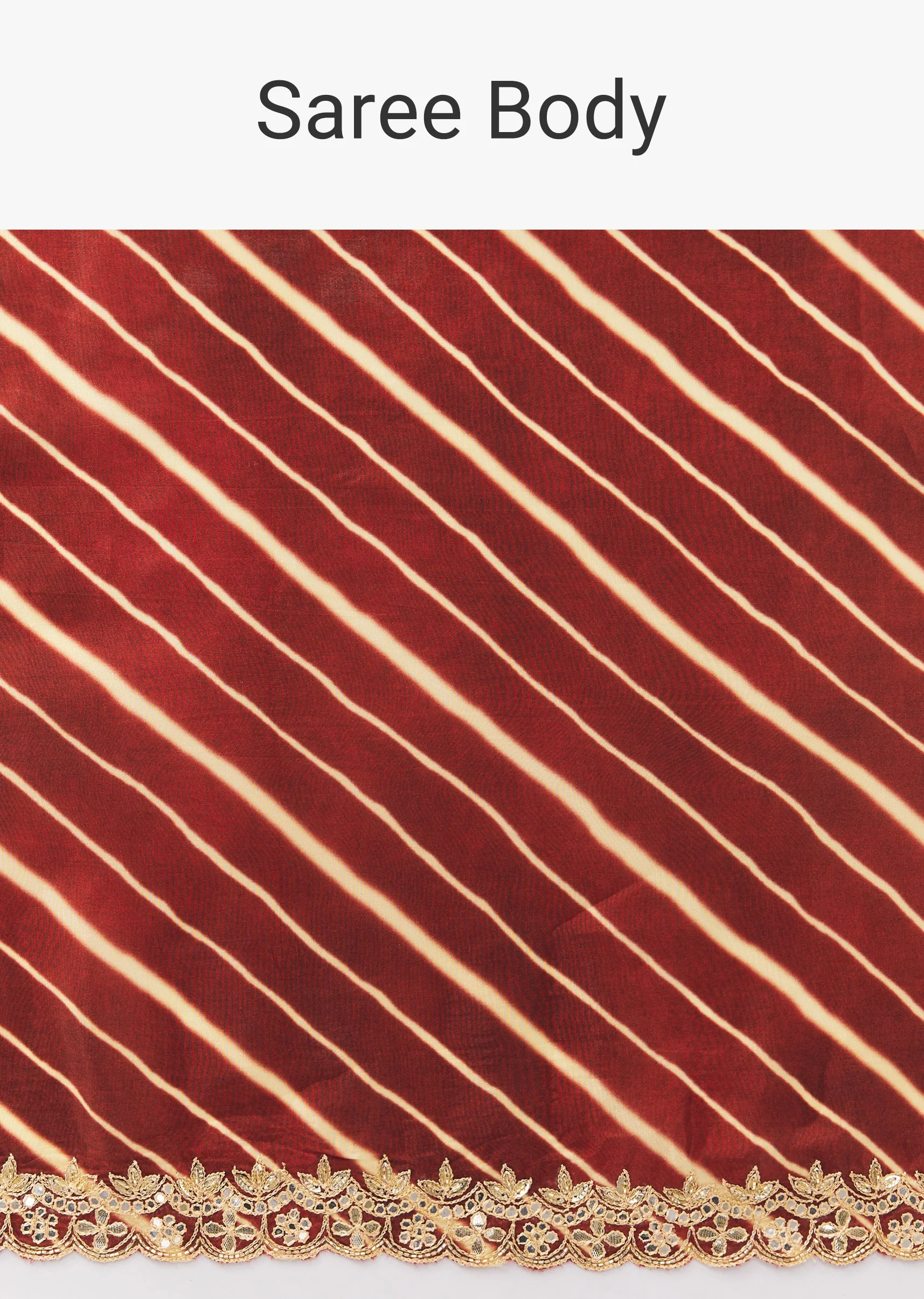 Maroon Lehariya Crepe Saree With Gotta Work - Image 9