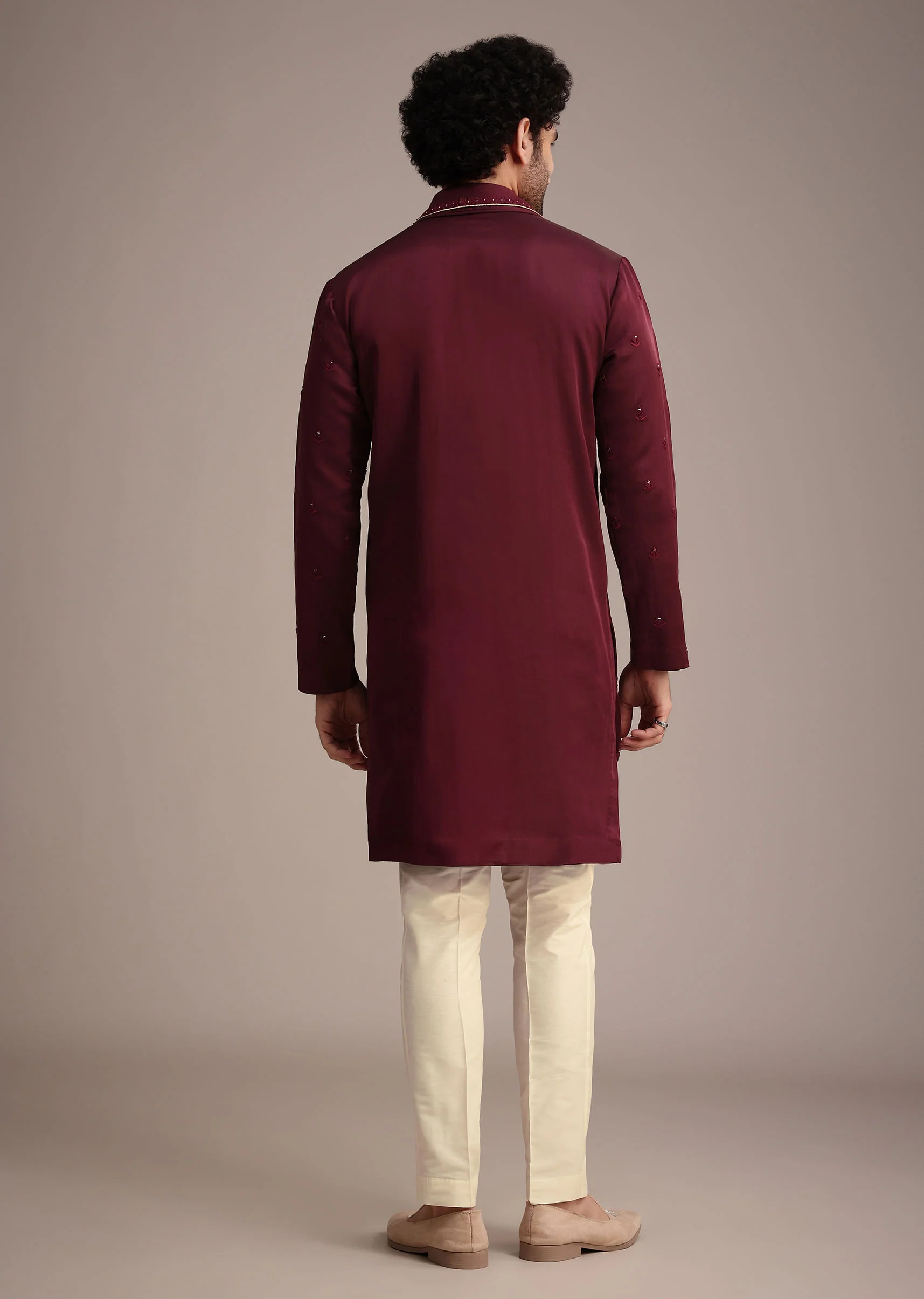 Maroon Mirror Embroidered Kurta Set With Dupatta - Image 5