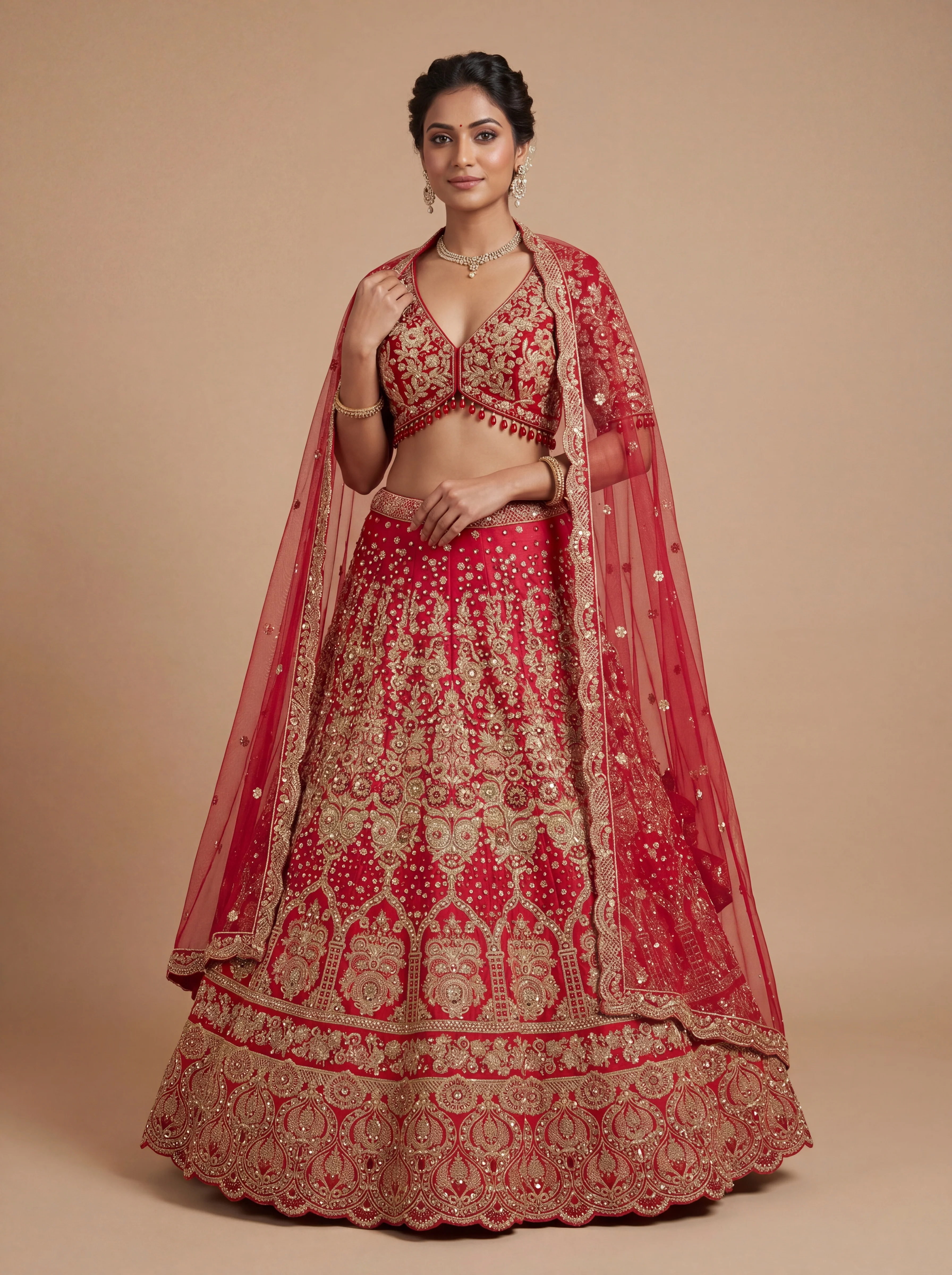Maroon Pheras Bridal Lehenga With Heavy Embroidery  Bold Flare