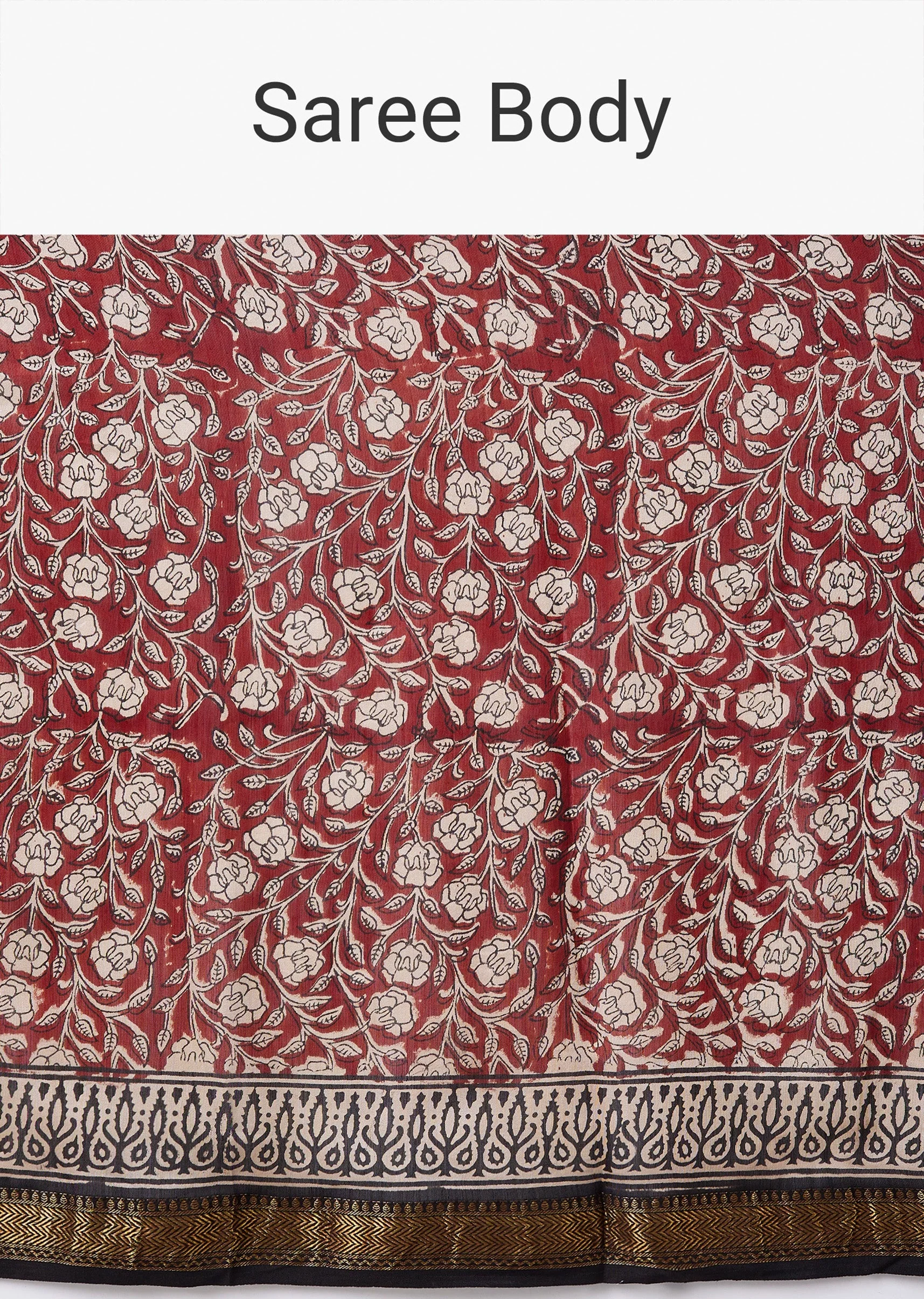 Maroon Printed Saree with Unstitched Blouse - Image 9