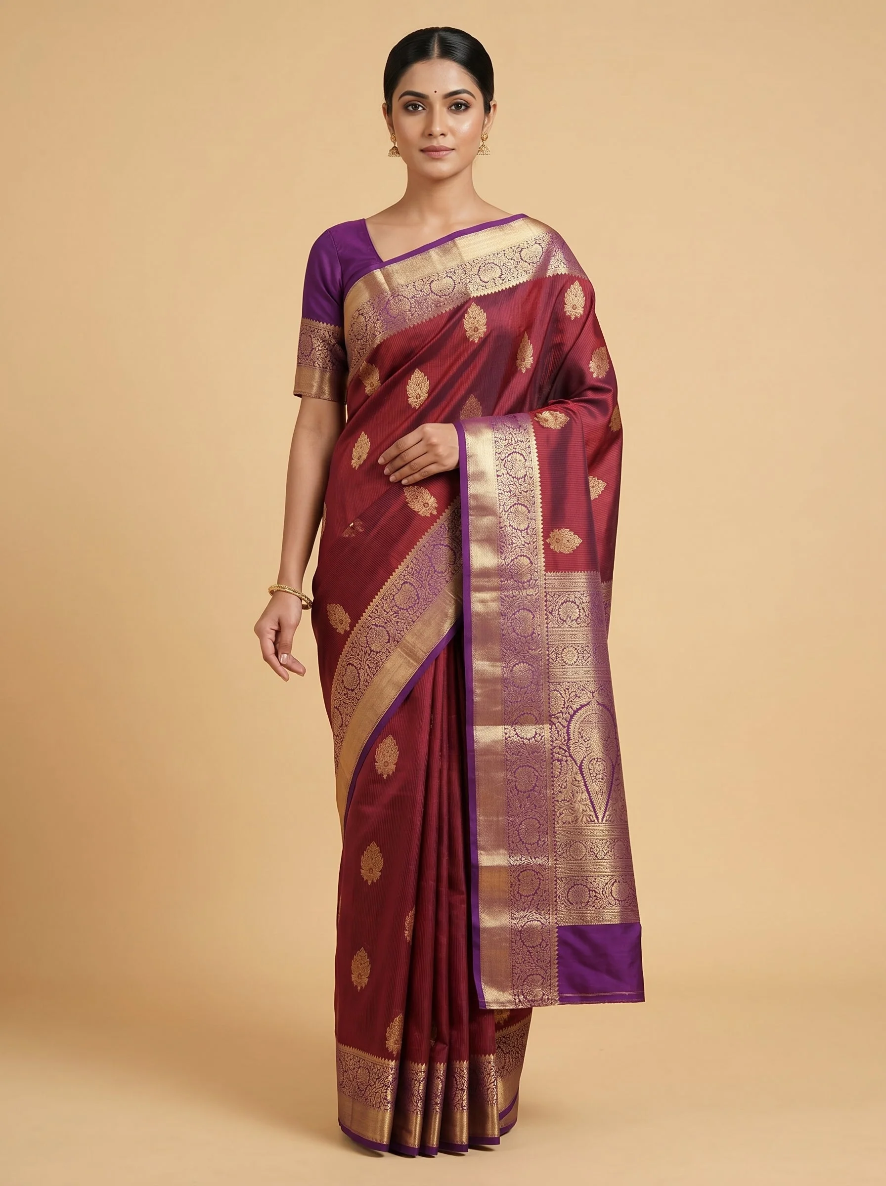 Maroon Royal Handloom Saree