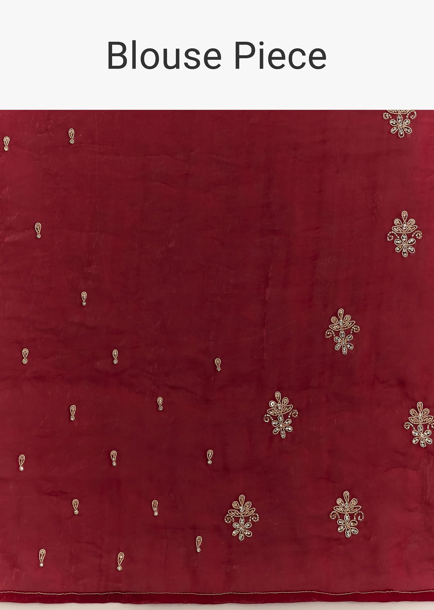 Maroon Satin Embroidered Saree With Scallop Border - Image 10