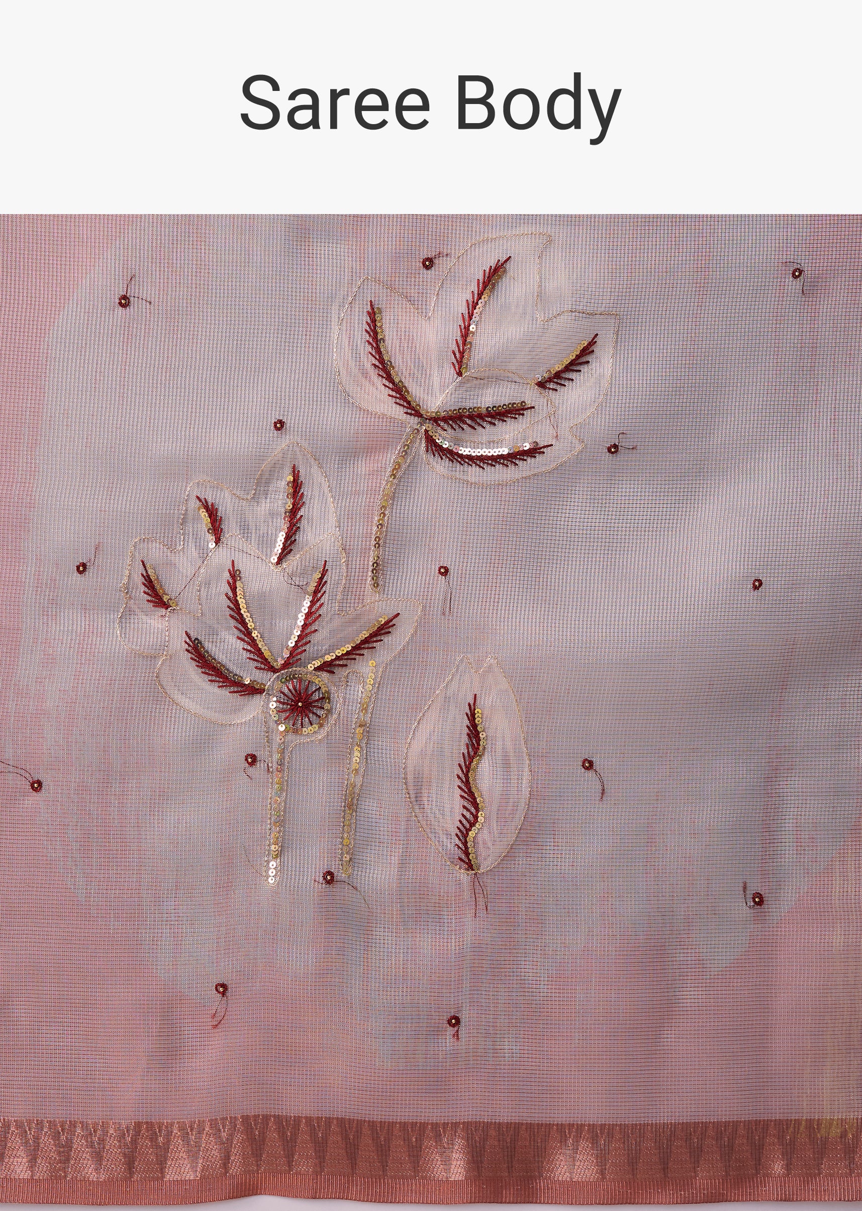 Maroon Shaded Organza Silk Saree with Unstitched Blouse - Image 9
