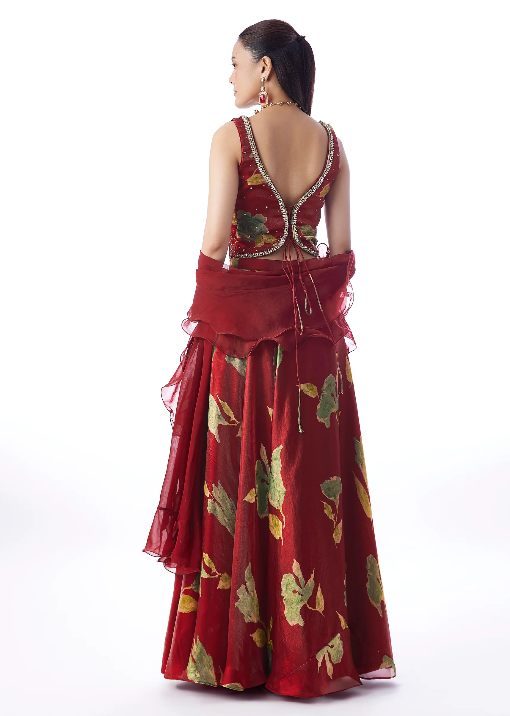 Maroon Statement Duo – Lehenga For Her And Jacket Kurta Set For Him - Image 5