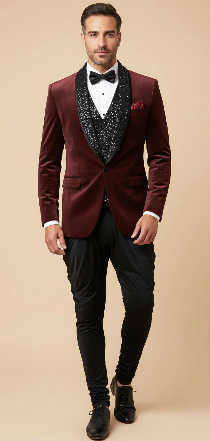 Maroon Statement Tuxedo - Image 2