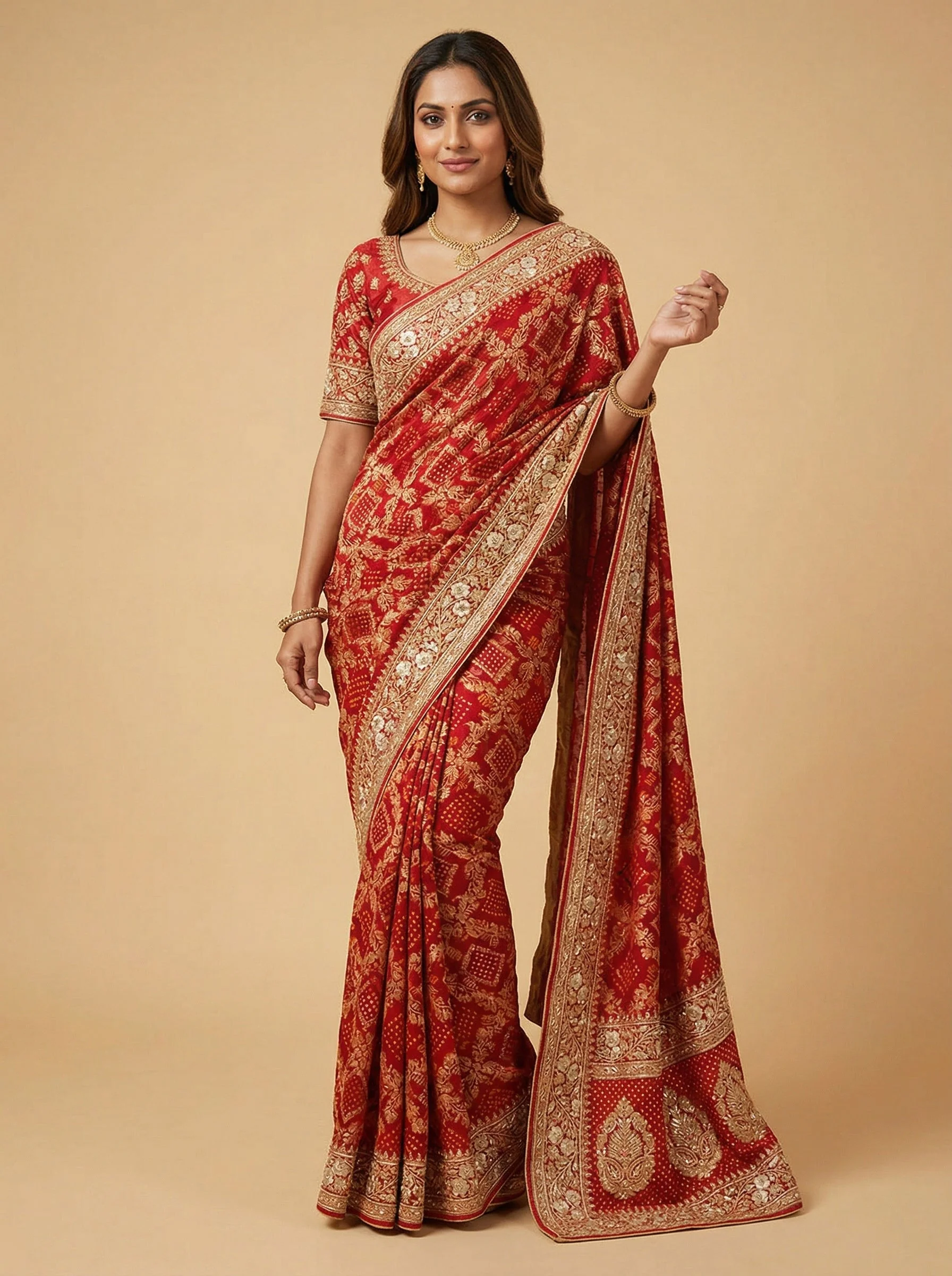 Maroon Wine Embroidered Saree