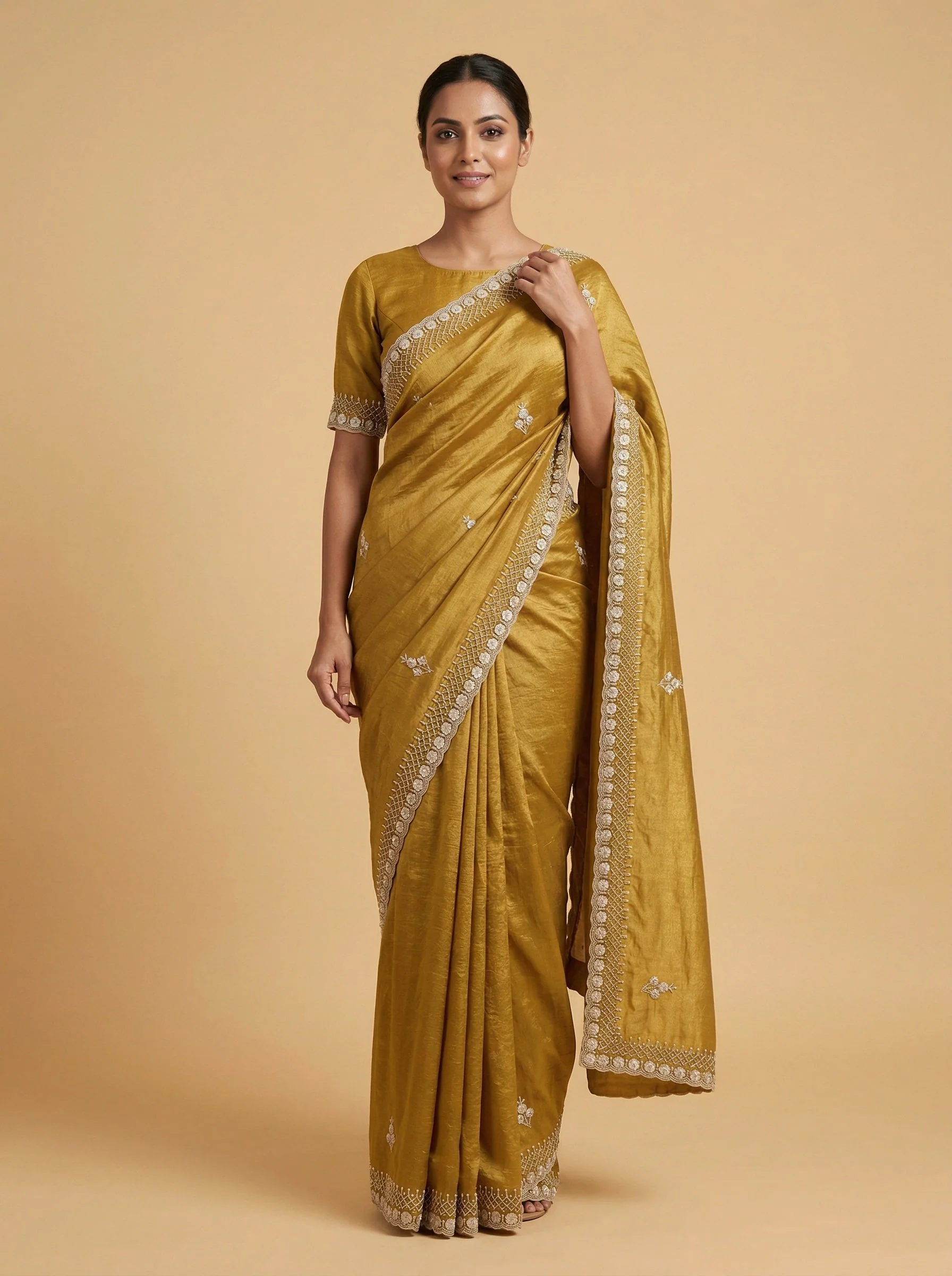 Mauve Bloom Embroidered Saree