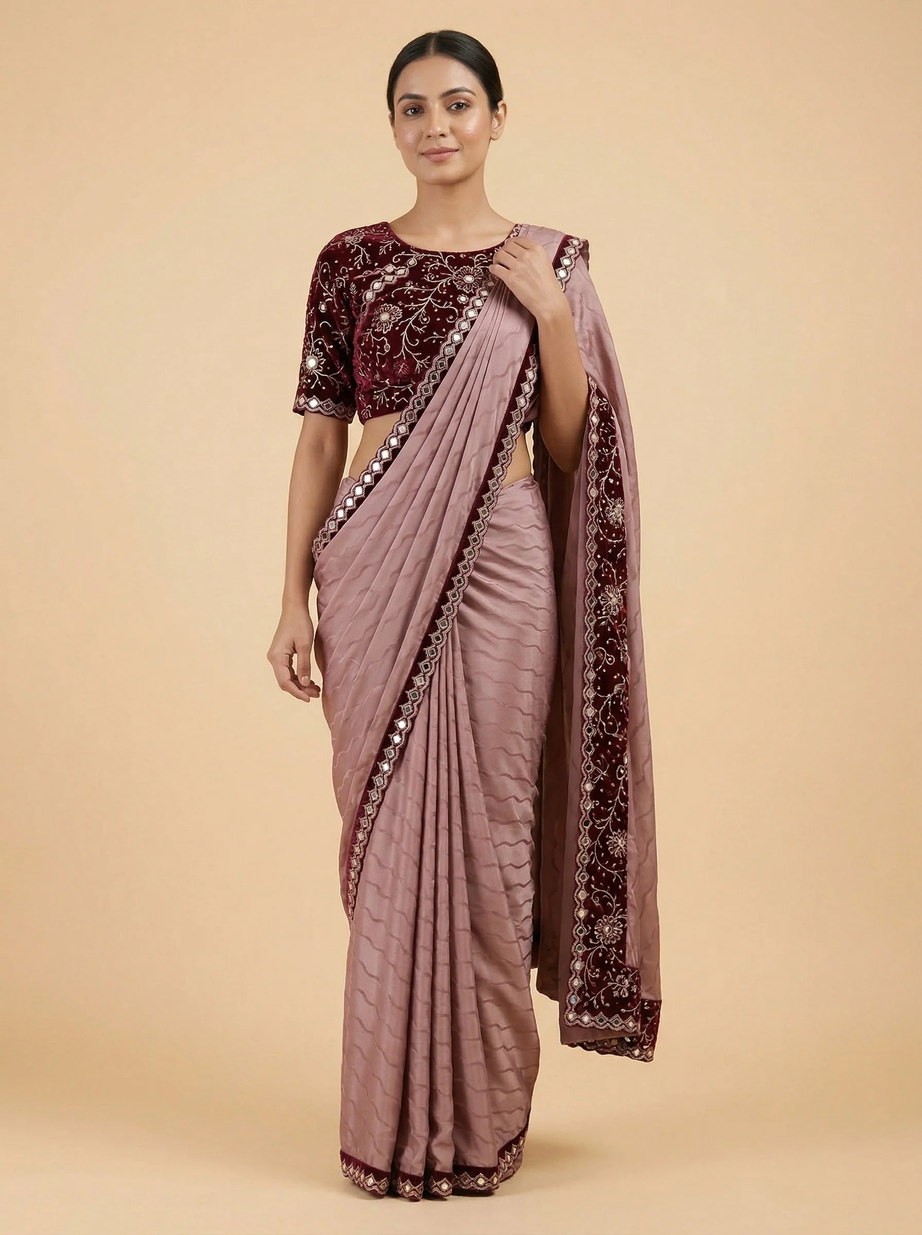 Mauve Delicate Embroidered Saree