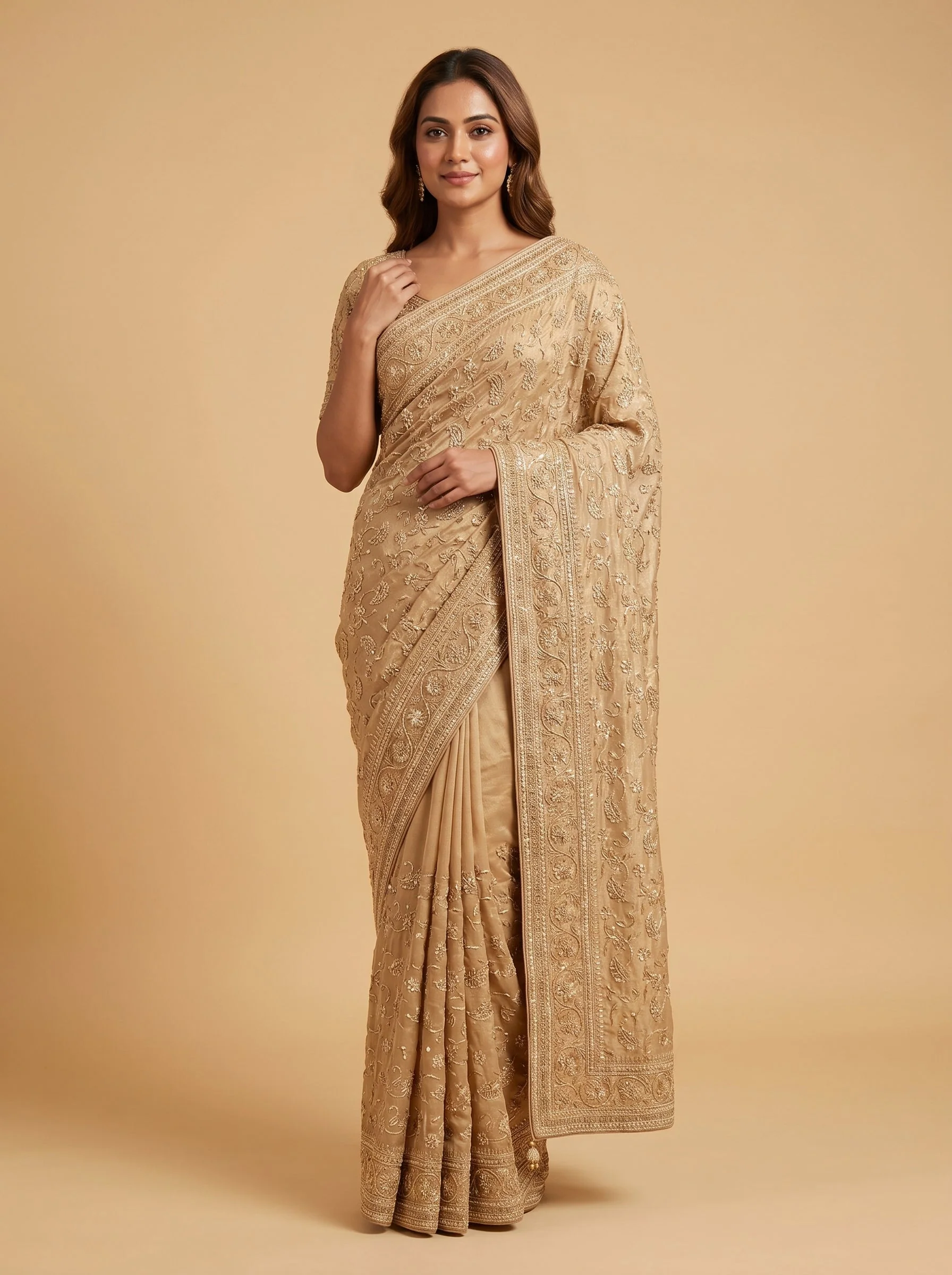 Mauve Embroidered Saree with Subtle Glow