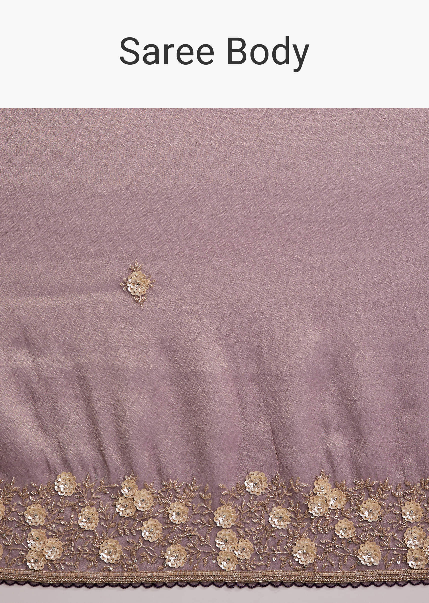 Mauve Purple Jacquard Tissue Saree With Heavy Hand Embroidery - Image 9