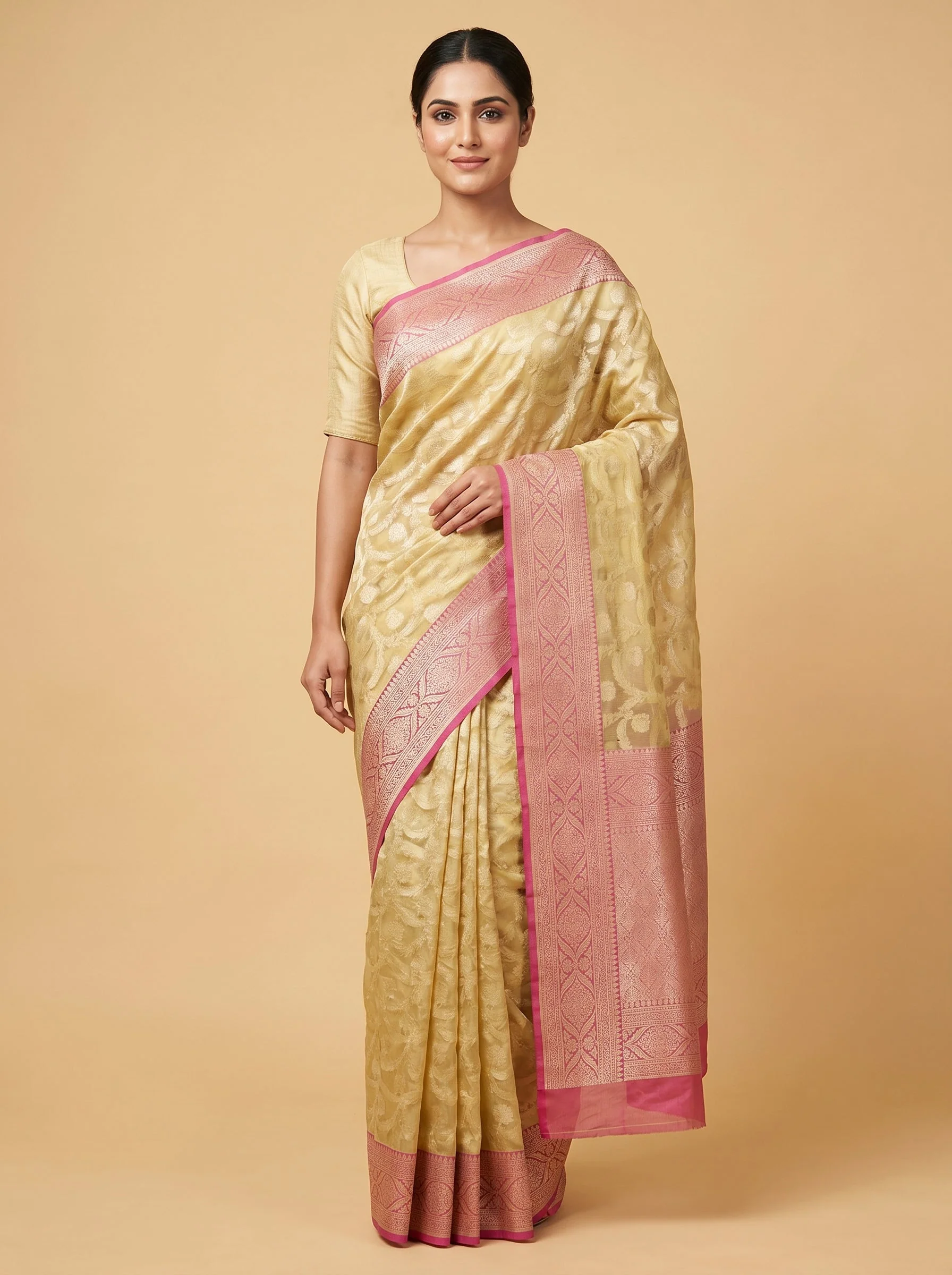 Mehendi Green Antique Heritage Handloom Saree