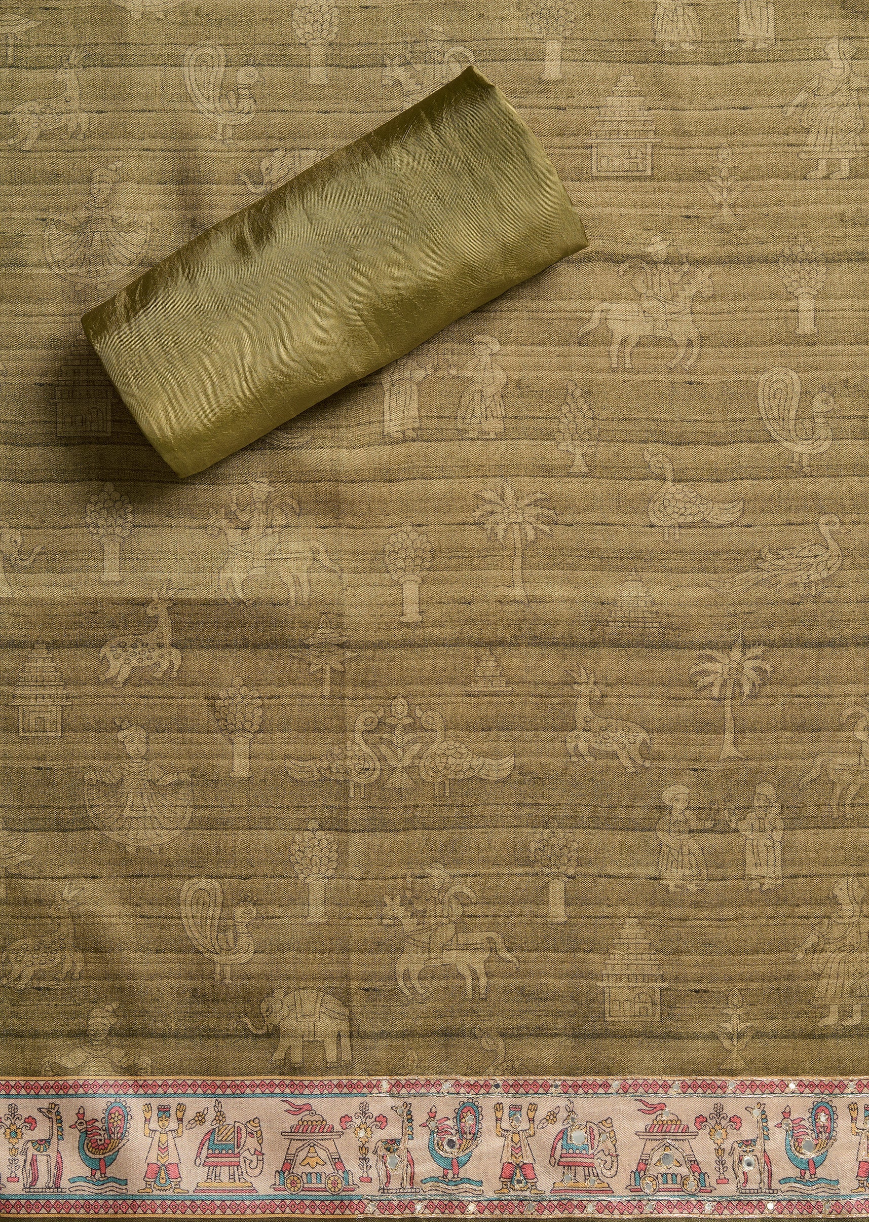 Mehendi Green Cotton Printed Suit Set - Image 3