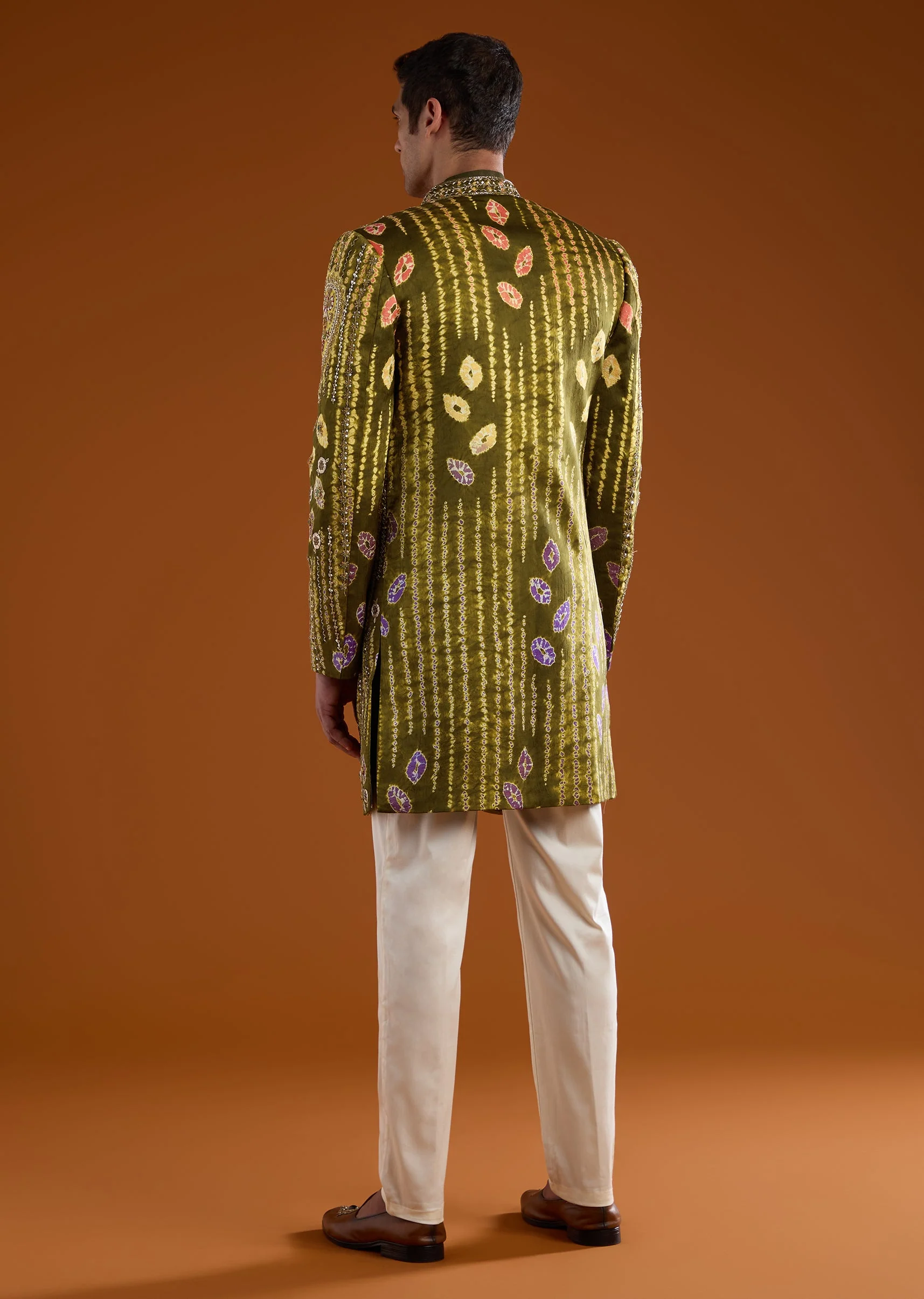 Mehendi Green Indowestern Kurta Set with Zardozi Work - Image 5