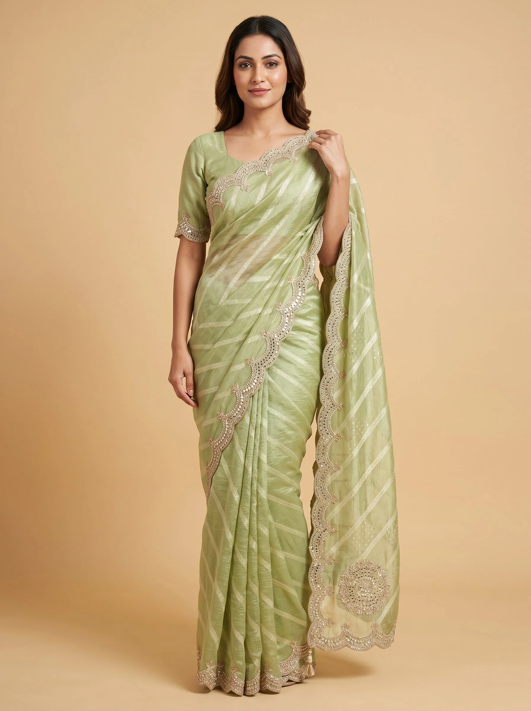 Mehendi Green Royal Heritage Saree
