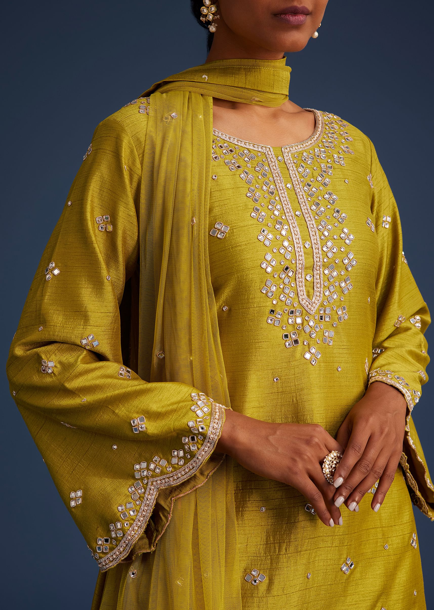 Mehendi Green Silk Embroidered Kurta Dhoti Set - Image 2